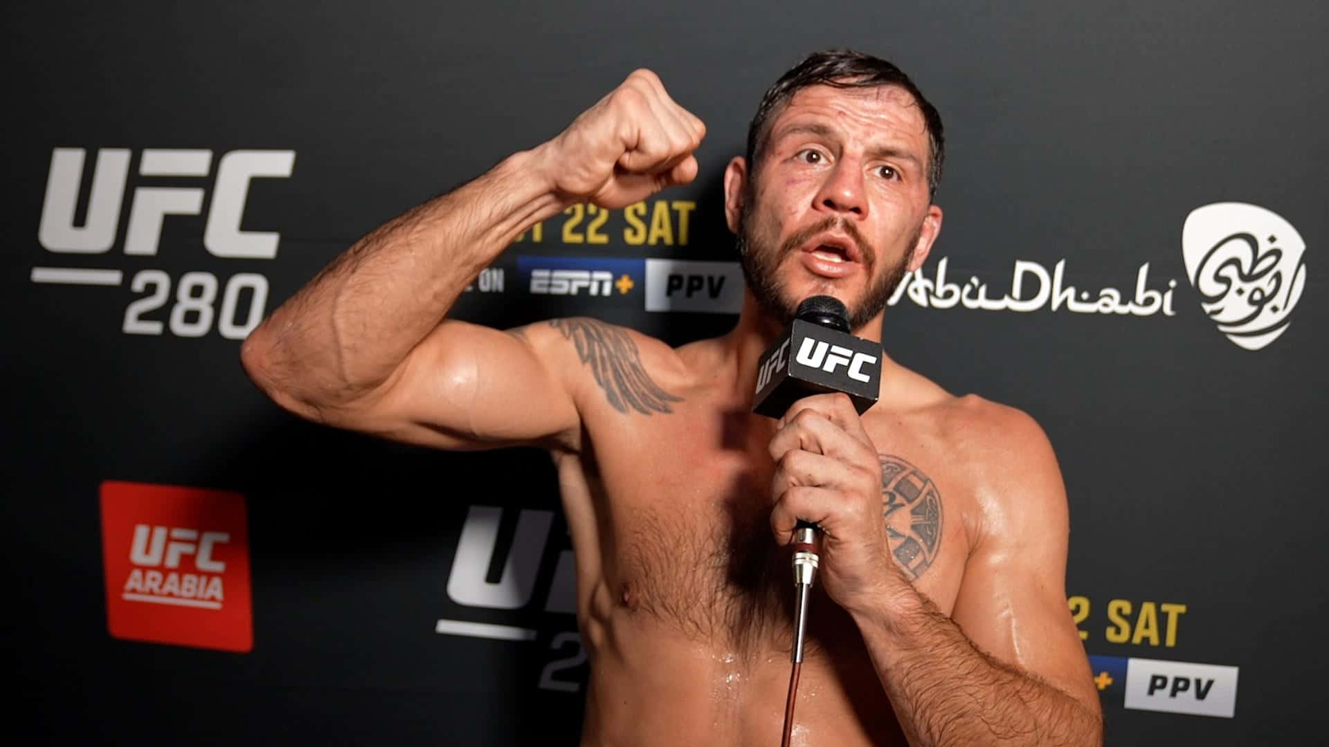 Nikita Krylov Holding A Microphone Background
