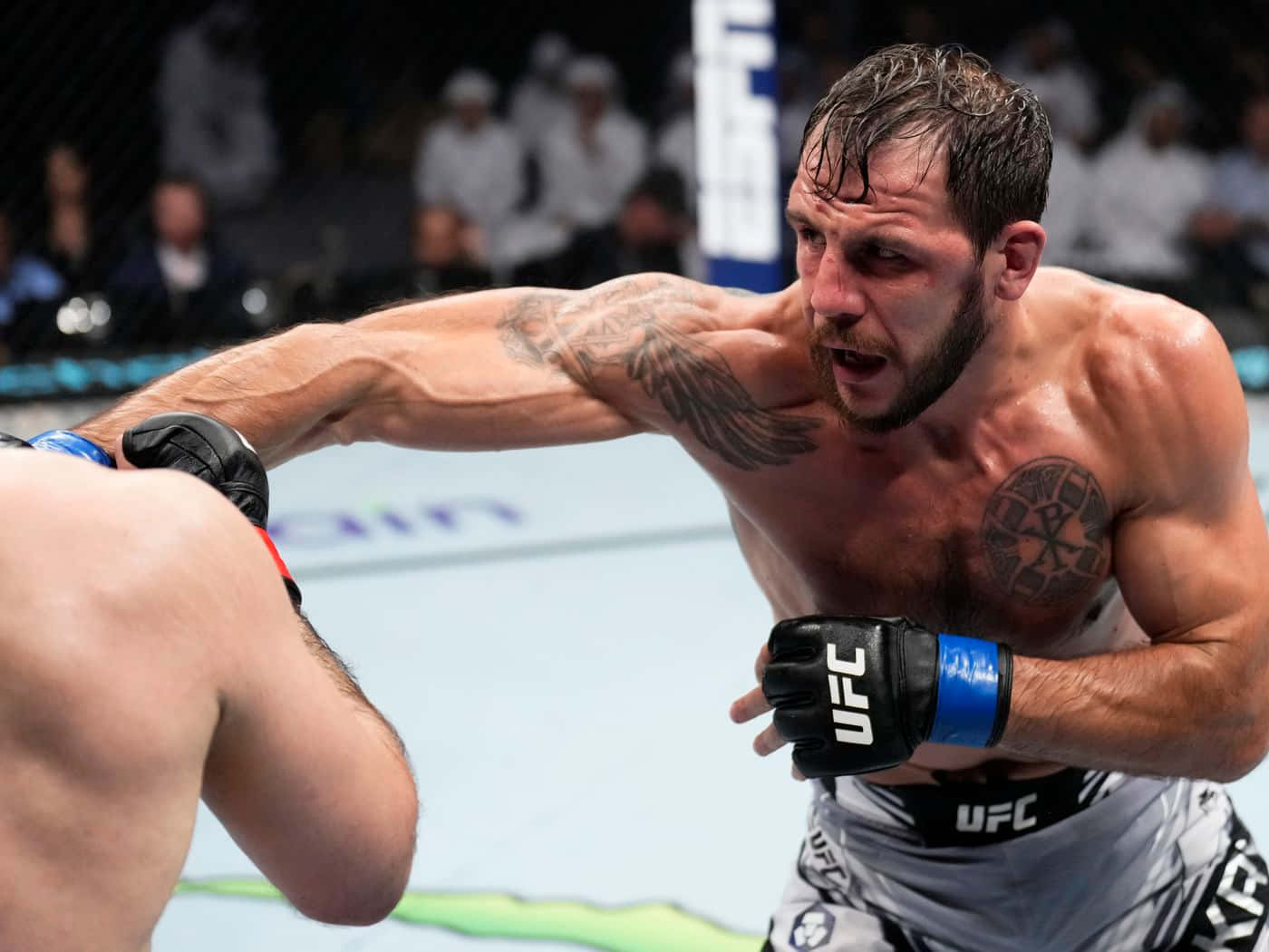 Nikita Krylov Punching Opponent Background