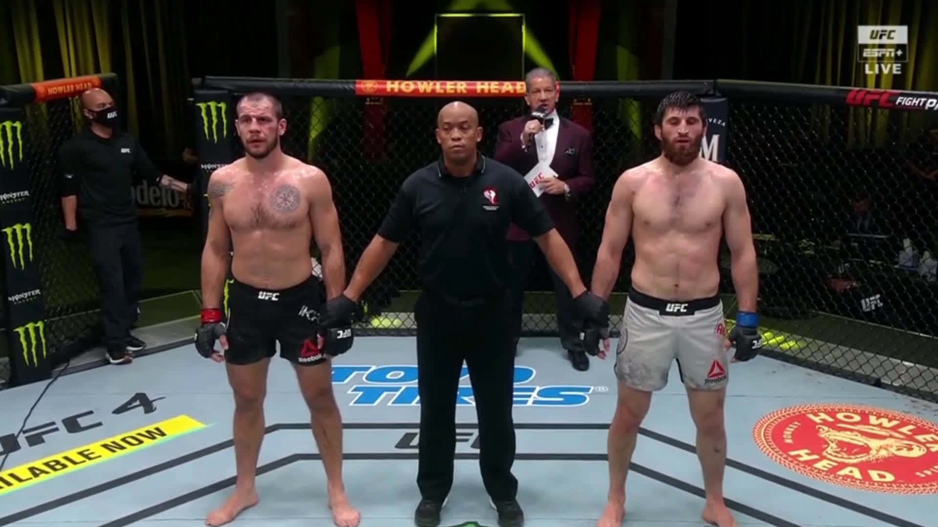 Nikita Krylov Waiting For Match Verdict In The Octagon Background