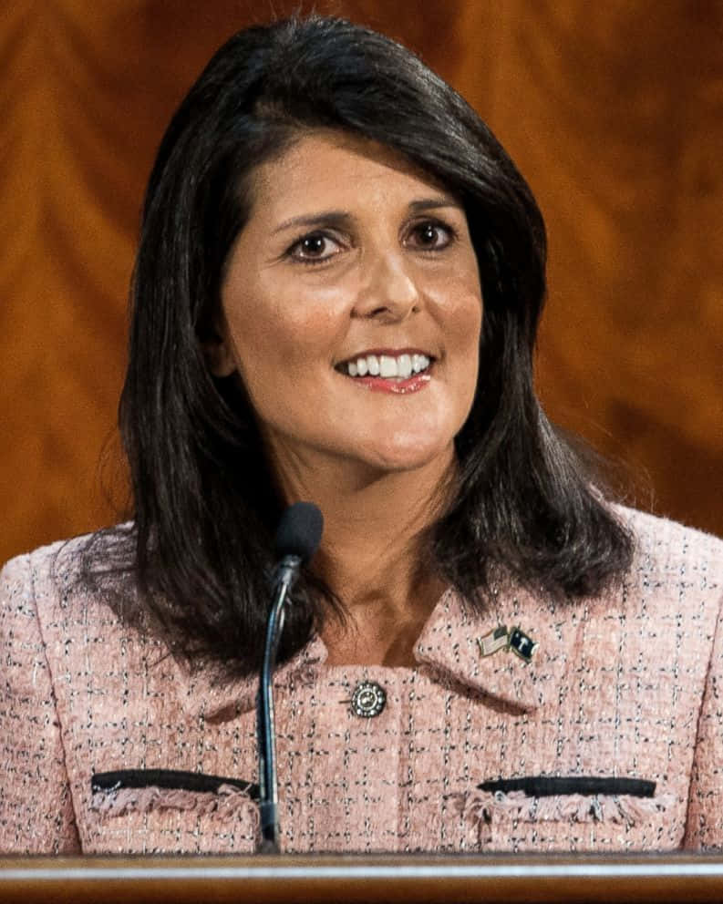 Nikki Haley Delivering A Speech Background