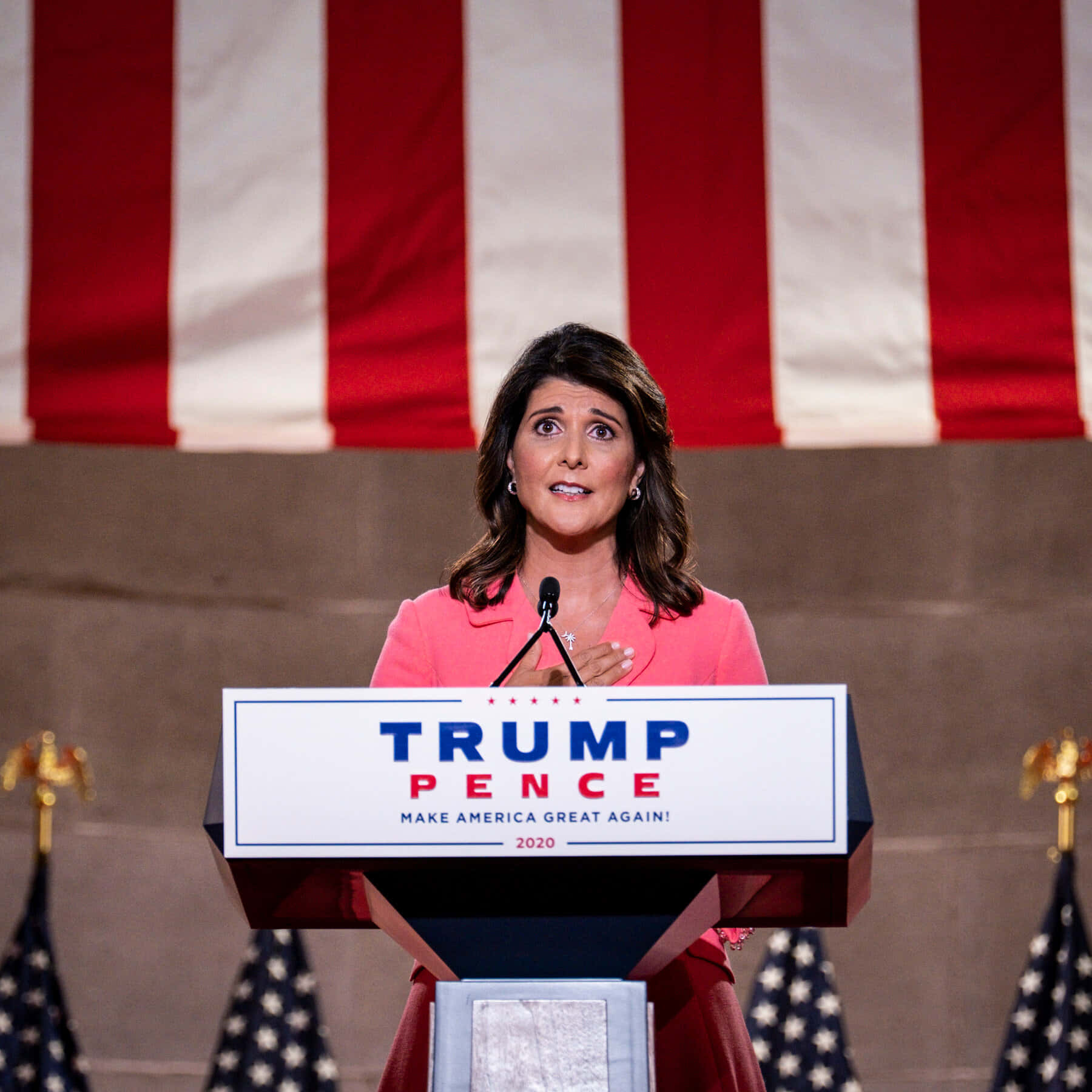 Nikki Haley Delivering A Speech Background