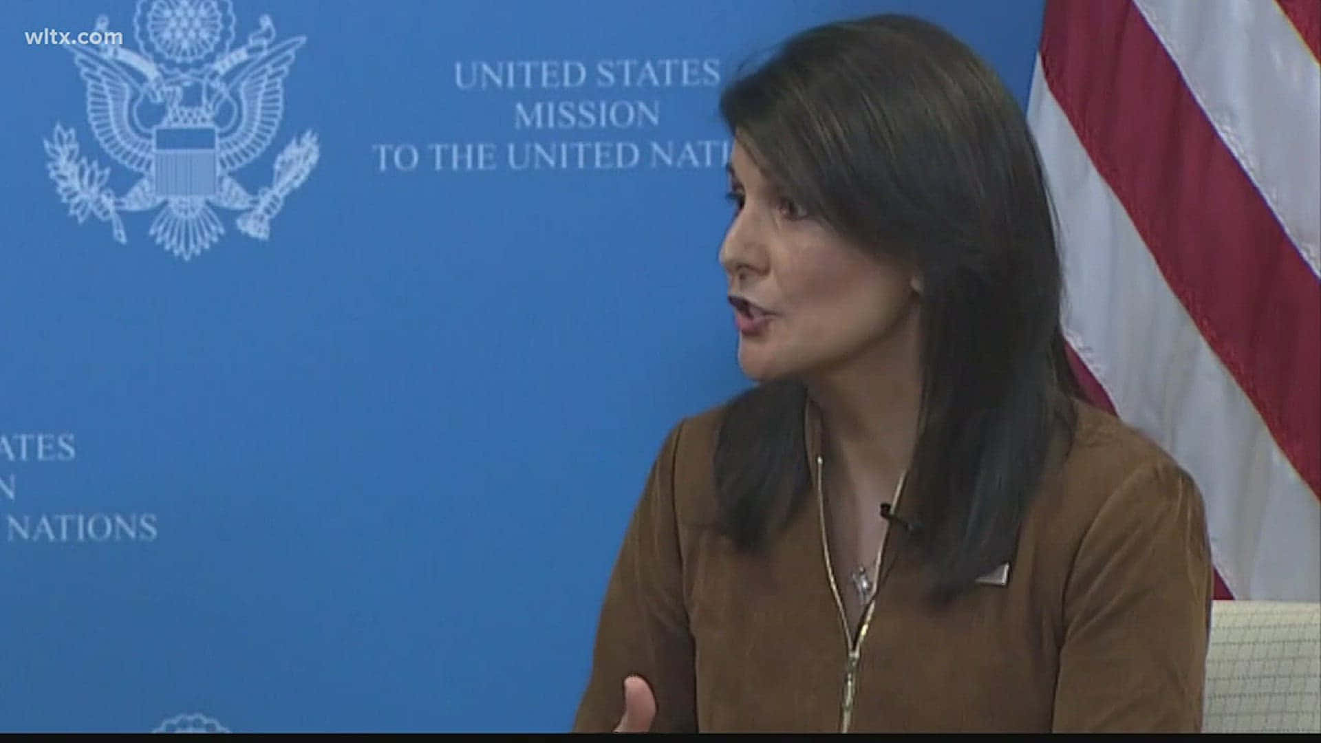 Nikki Haley Expressive Portrait Background