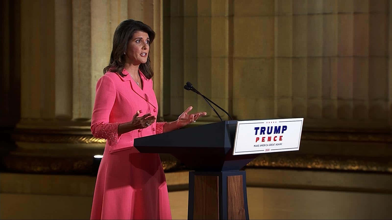 Nikki Haley Giving A Speech Background