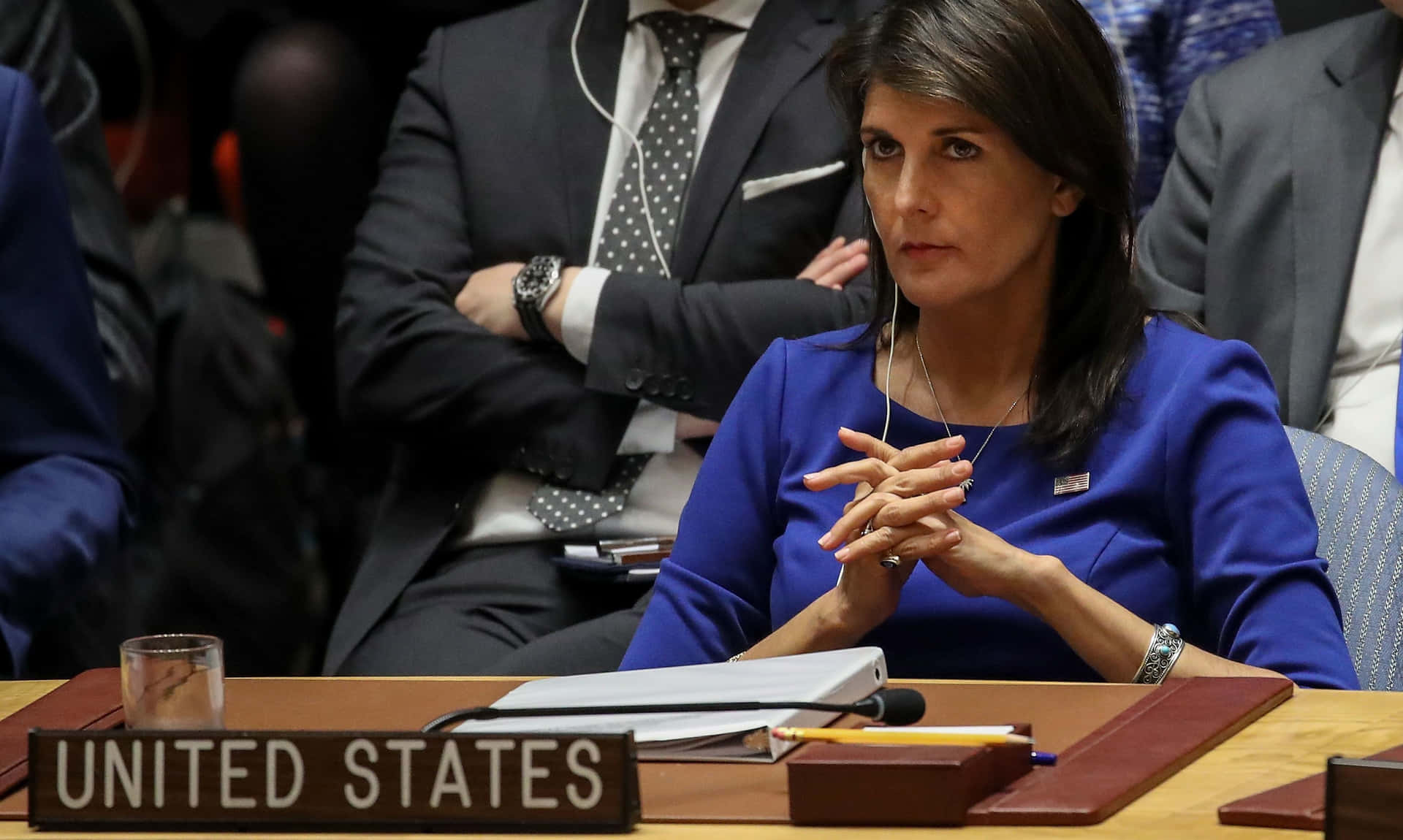 Nikki Haley Hands Interlocked Background