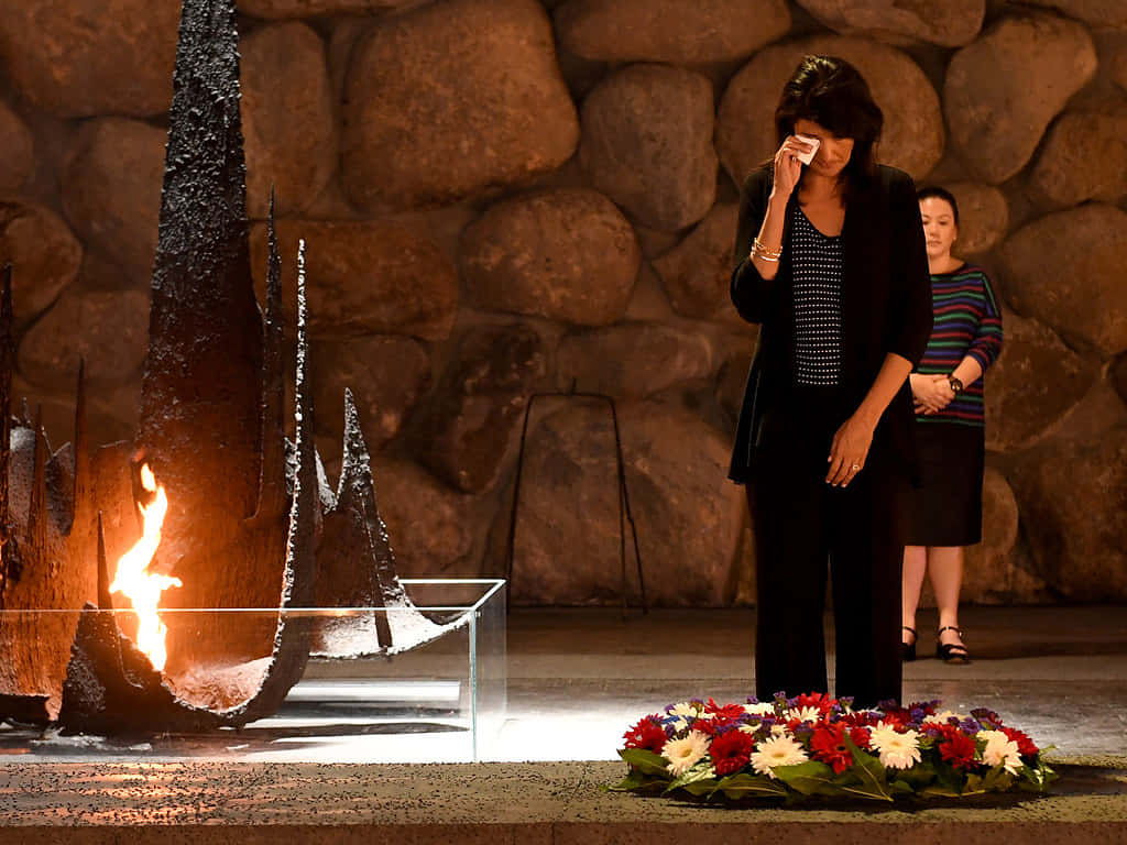 Nikki Haley In A Moment Of Contemplation Background
