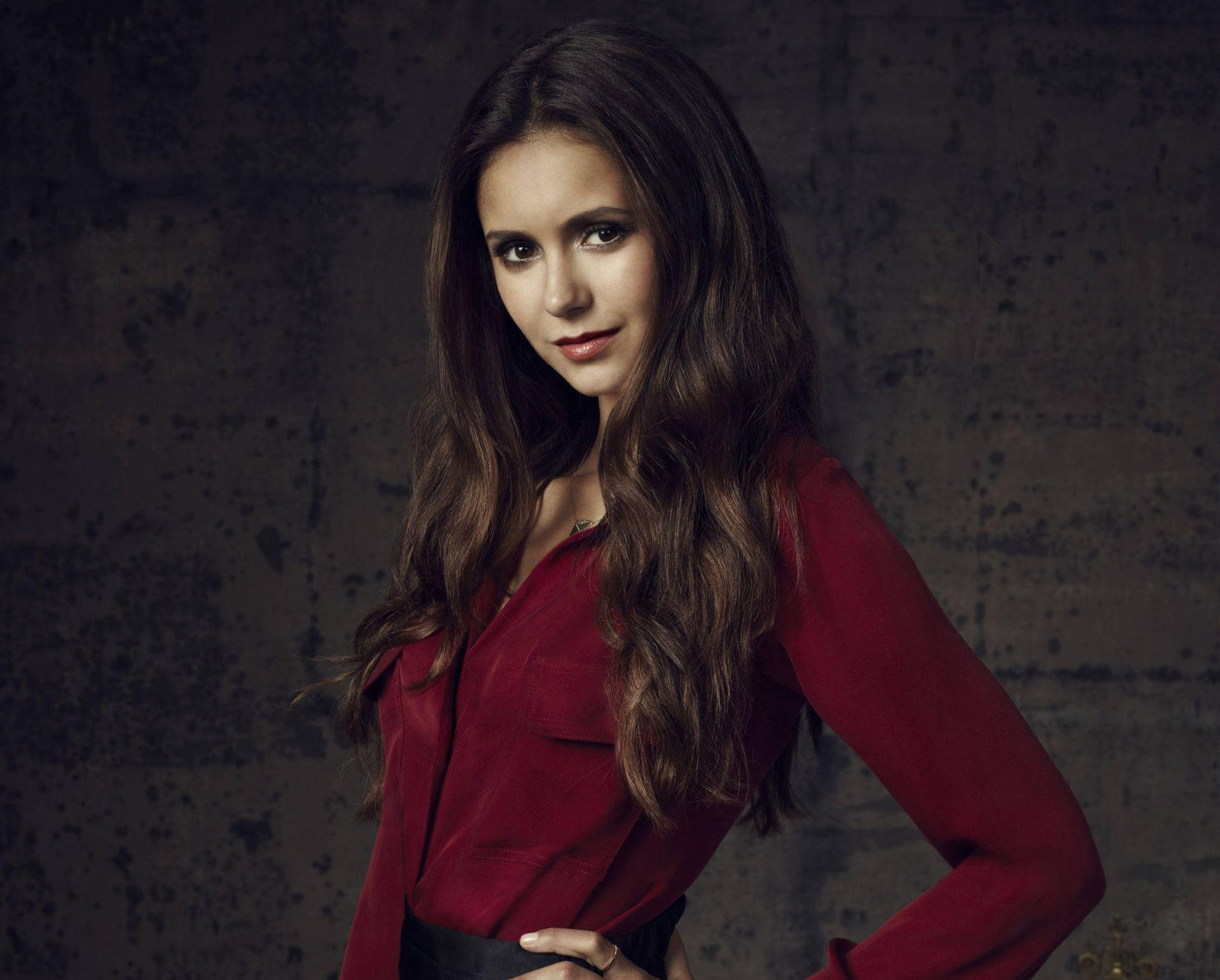 Nina Dobrev In Long Sleeve Background