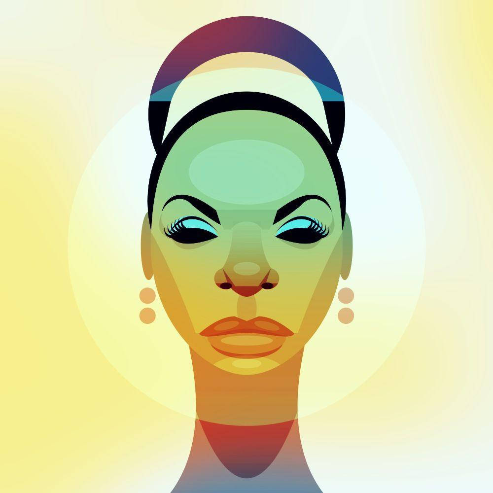 Nina Simone Black American Vector Art Portrait Background