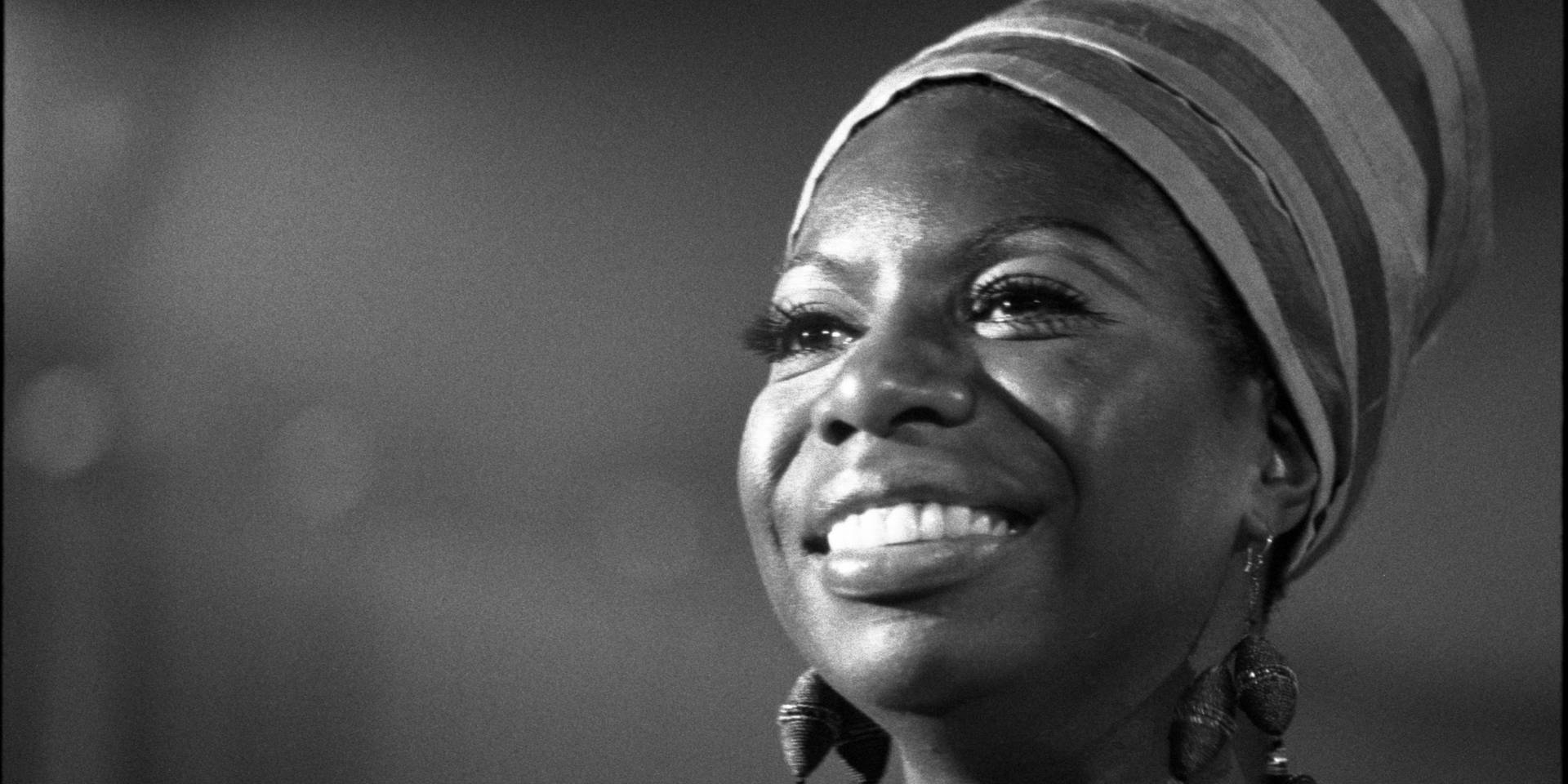 Nina Simone Black And White Candid Smile