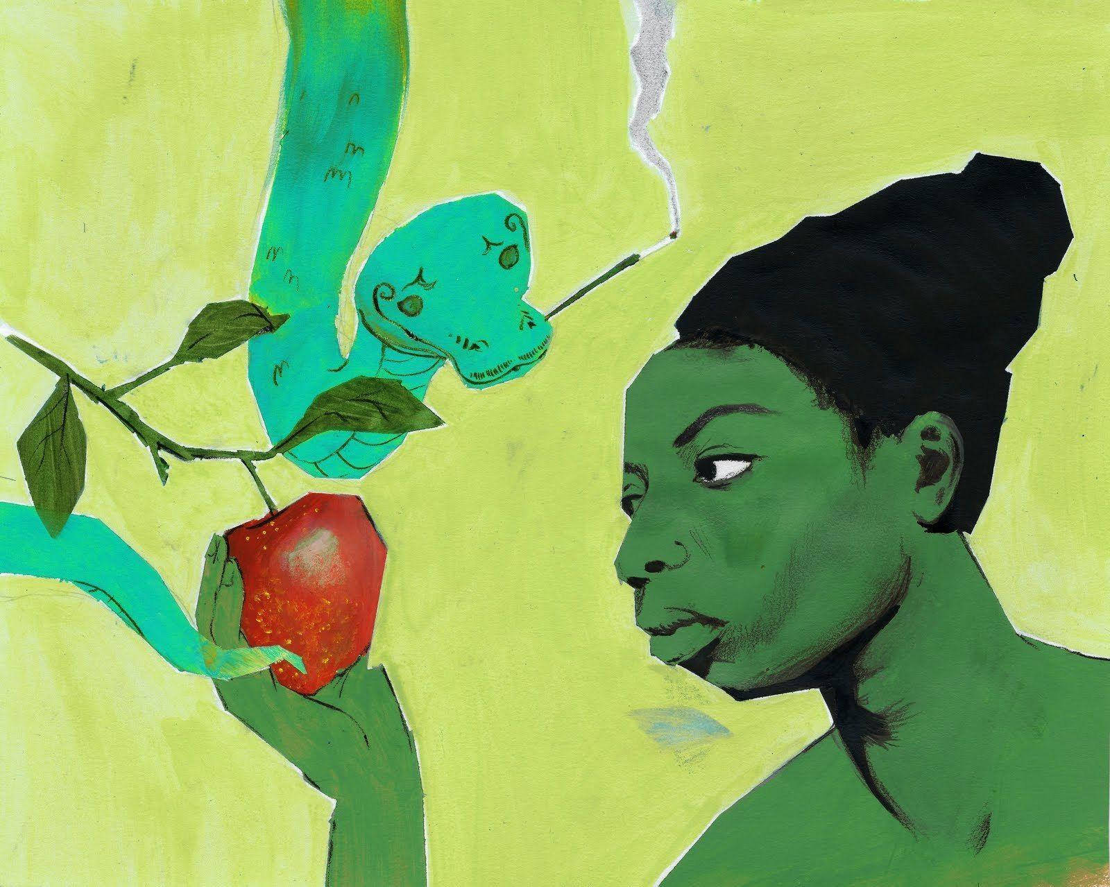 Nina Simone Eve Paint Art Touching Apple