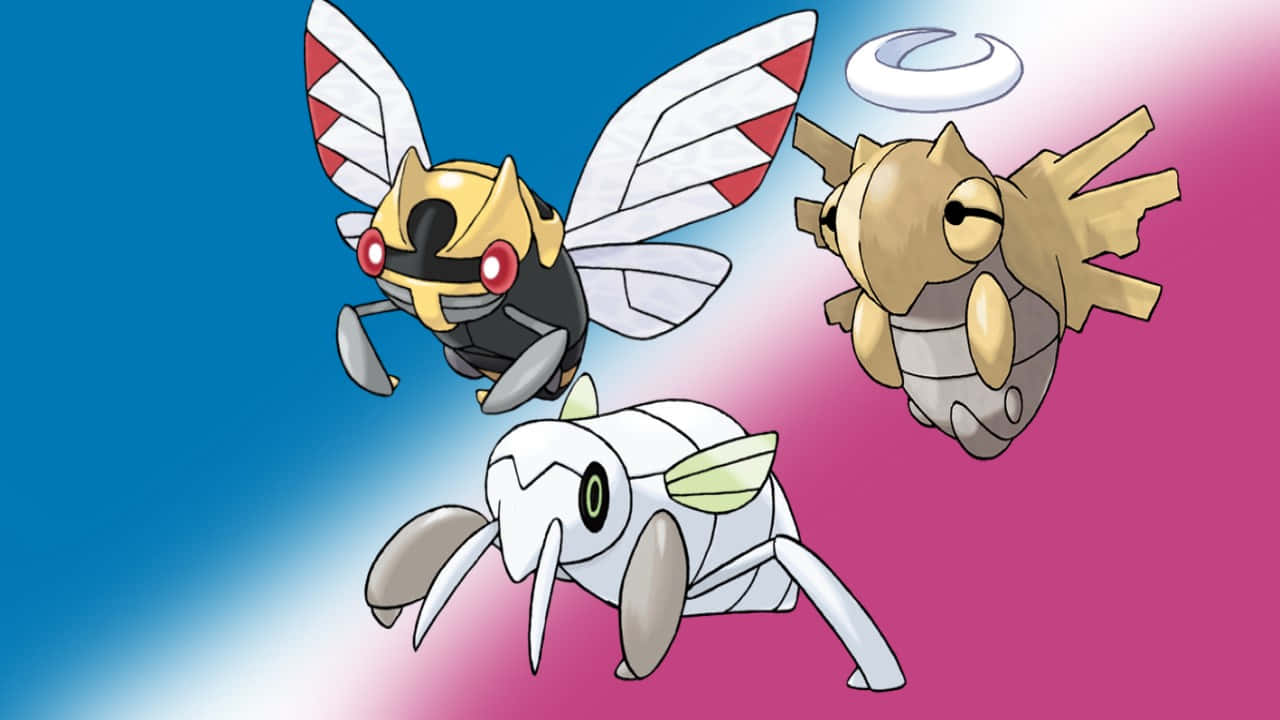Nincada, Ninjask, And Shedinja Gradient Background Background
