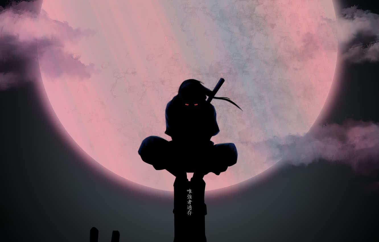 Ninja Naruto Itachi Silhouette On A Full Moon Background