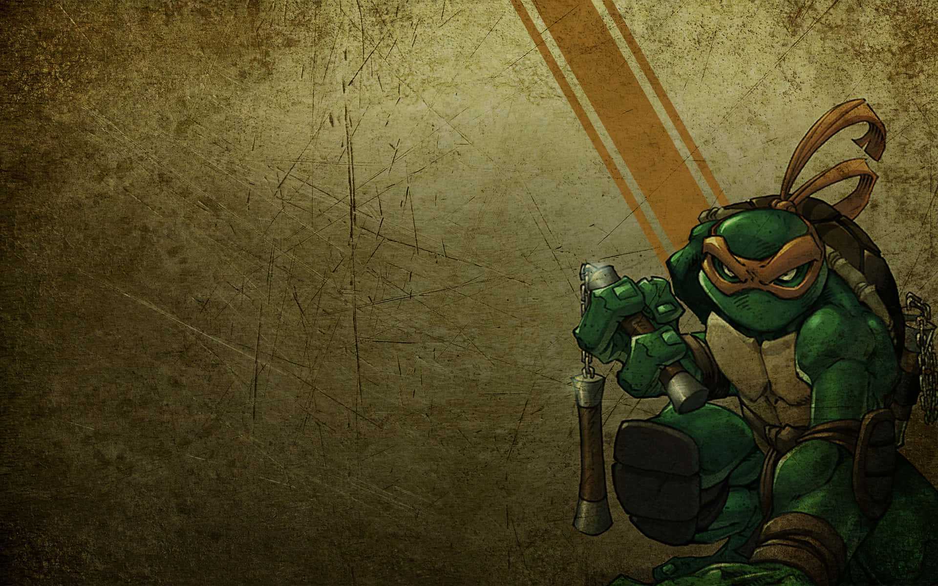 Ninja Turtle Michelangelo Kneeling Background