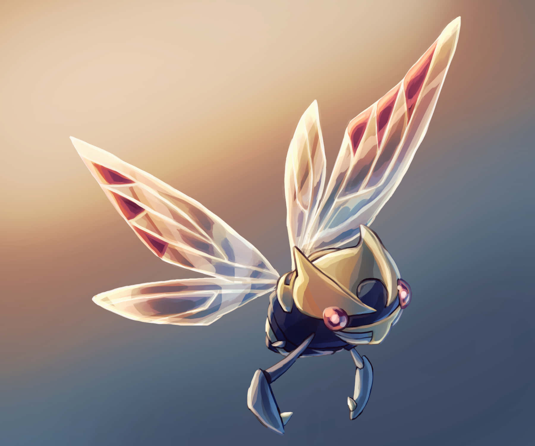Ninjask With Stained Glass-like Wings Background