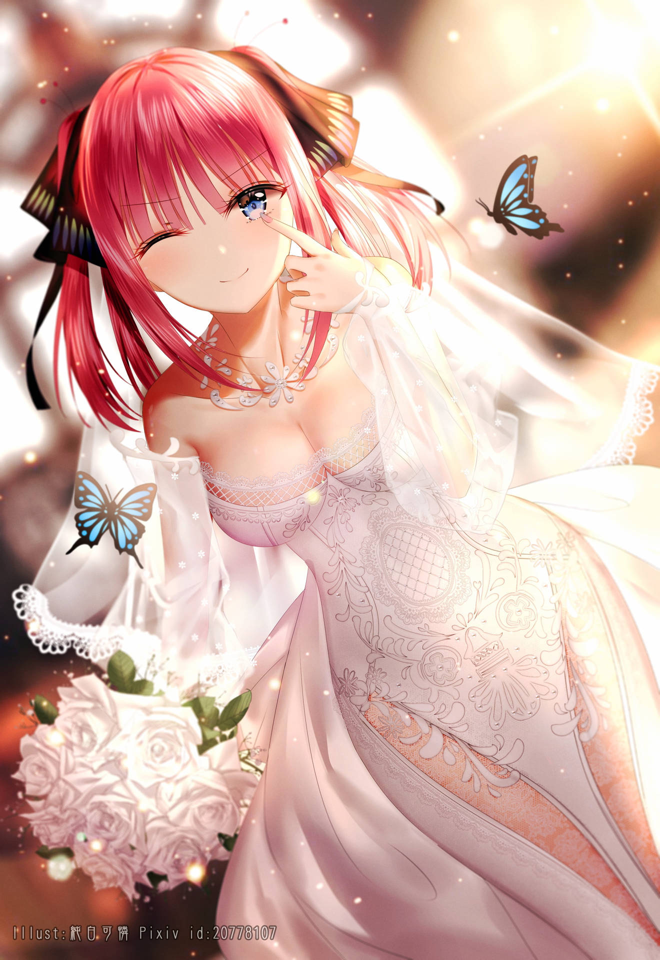 Nino Nakano Beautiful Wedding Gown Background