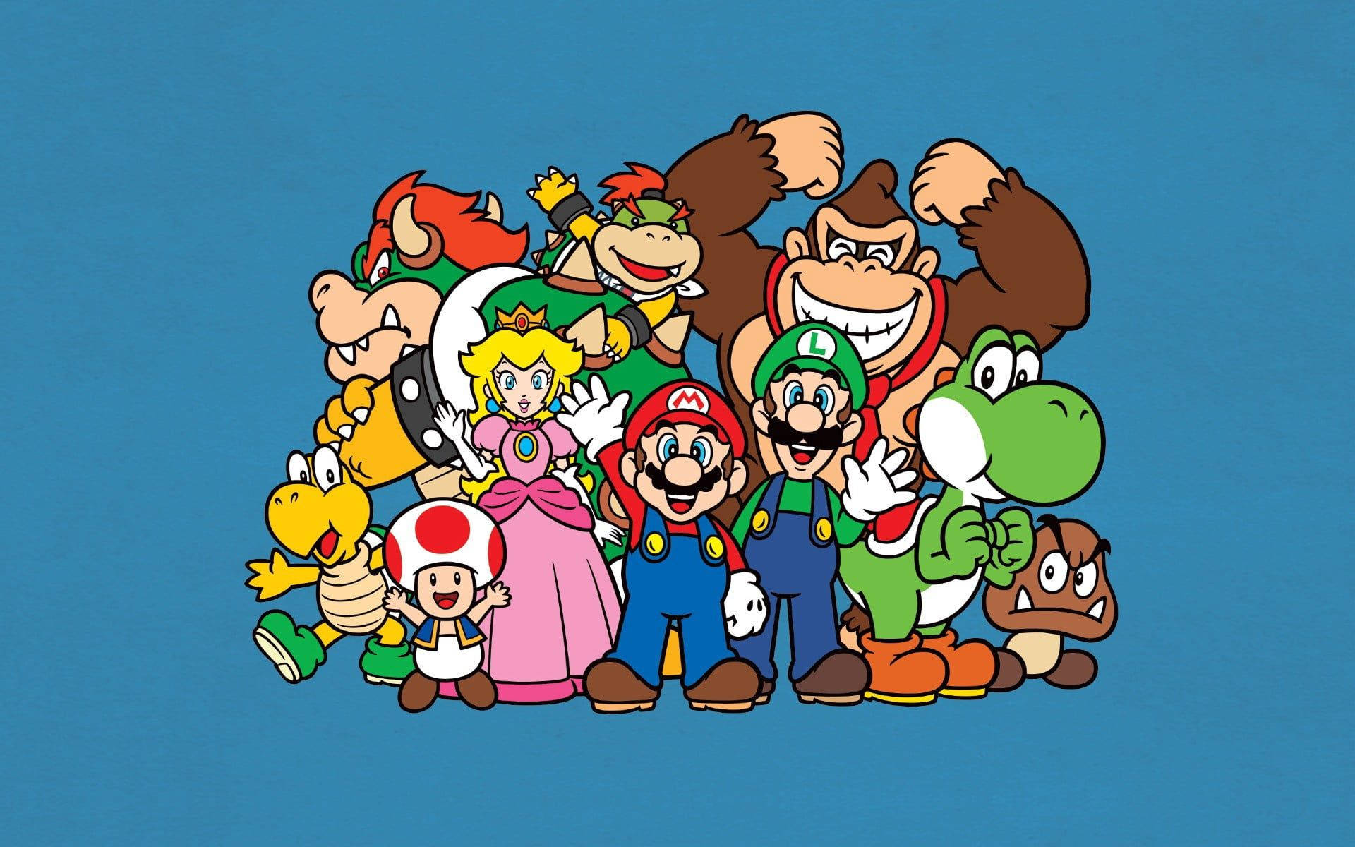 Nintendo Characters Blue Poster Background