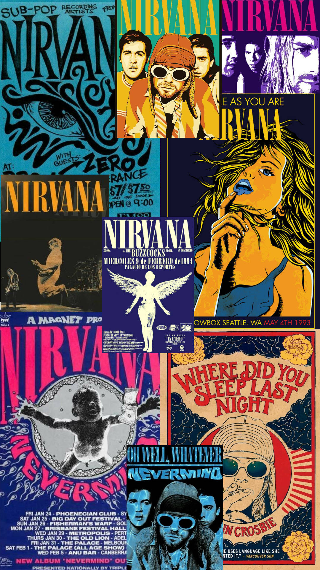 Nirvana Album Cover Collage Background