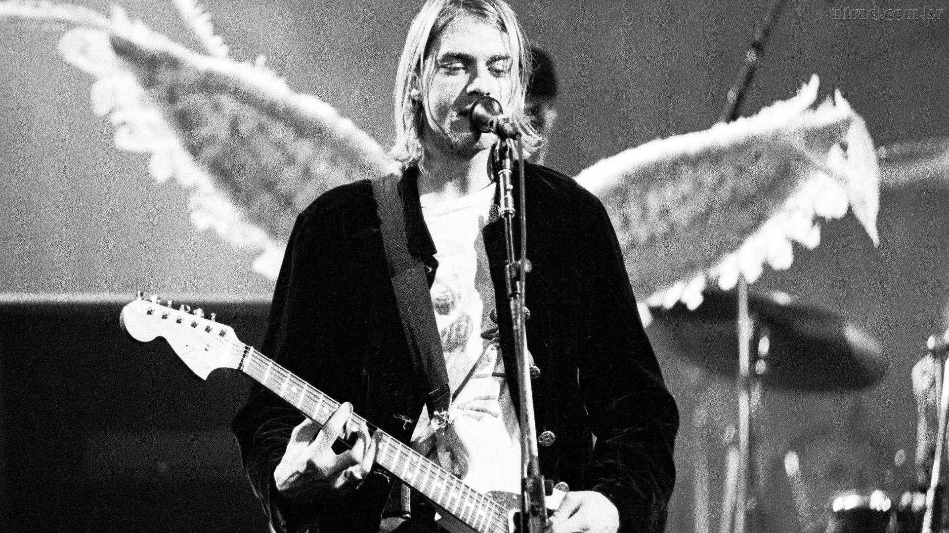 Nirvana Kurt Cobain Grayscale Photo Background