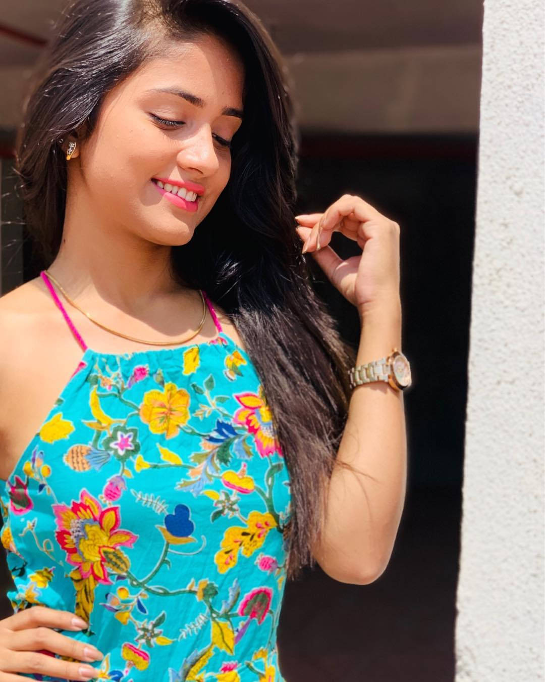 Nisha Guragain In Colorful Floral Top