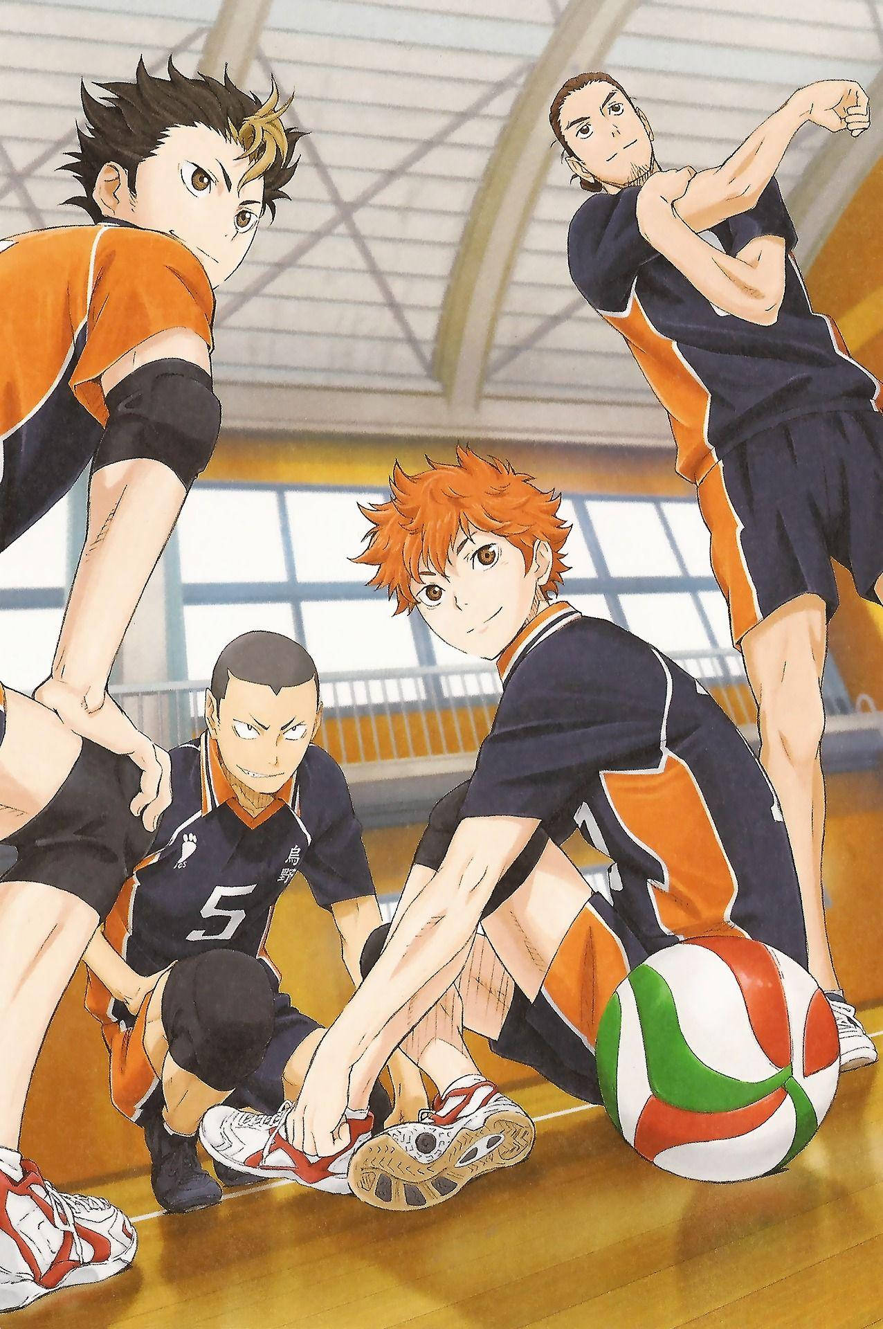 Nishinoya, Tanaka, Hinata, And Asahi Haikyuu Aesthetic Background