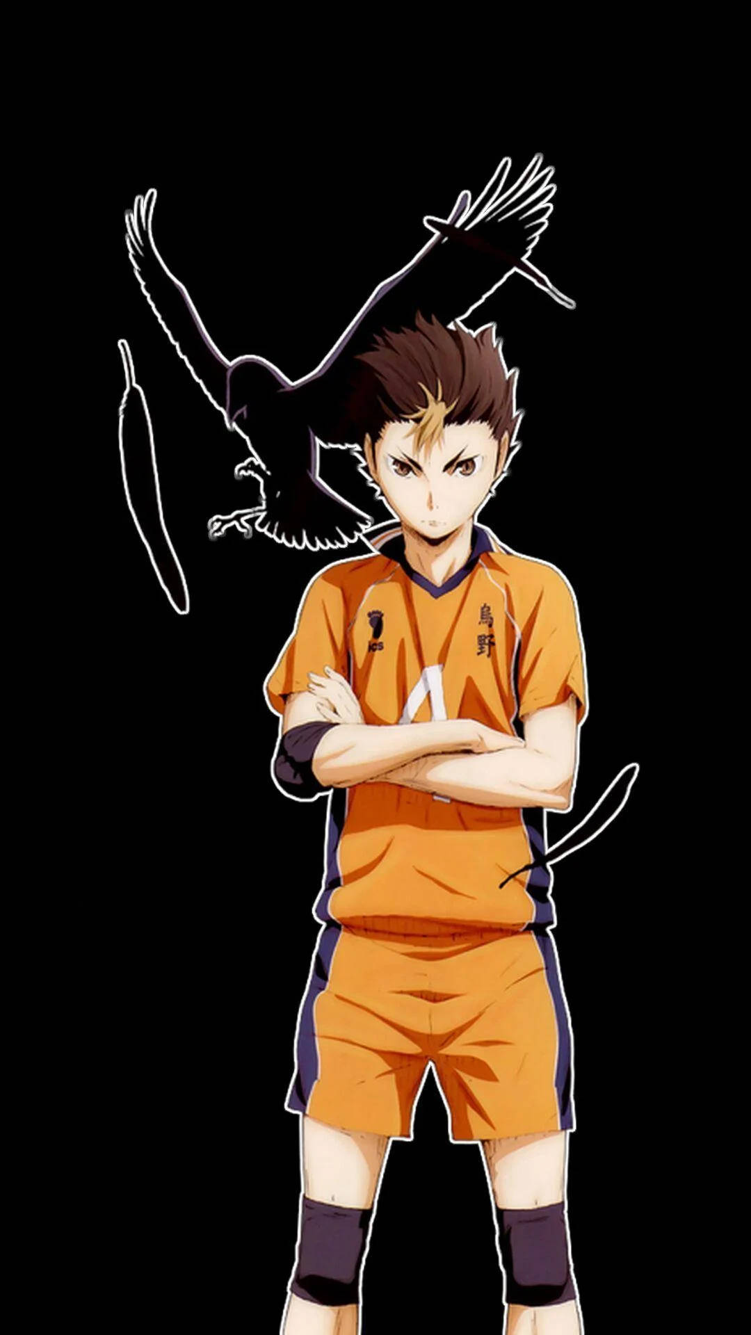 Nishinoya With Black Backdrop Haikyuu Aesthetic Background