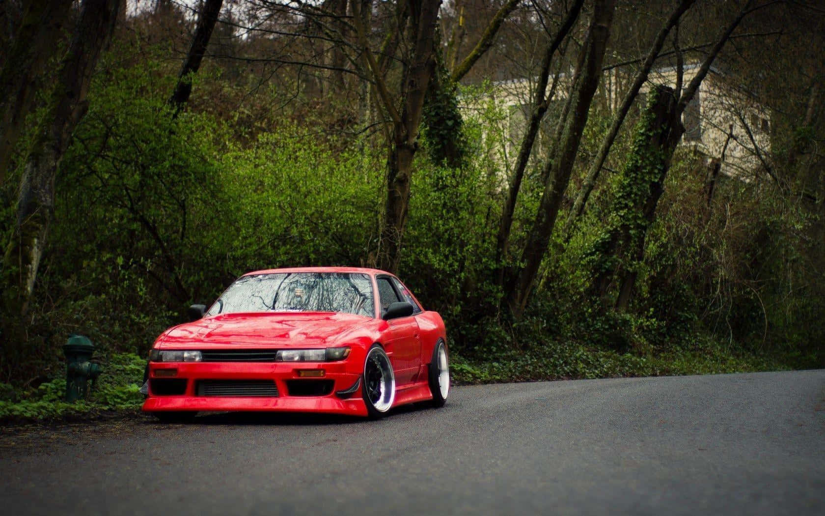 Nissan 180 Sx In The Woods Background