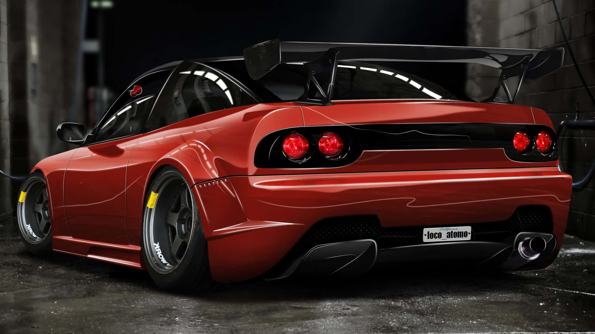 Nissan 180 Sx Red Sports Car Background