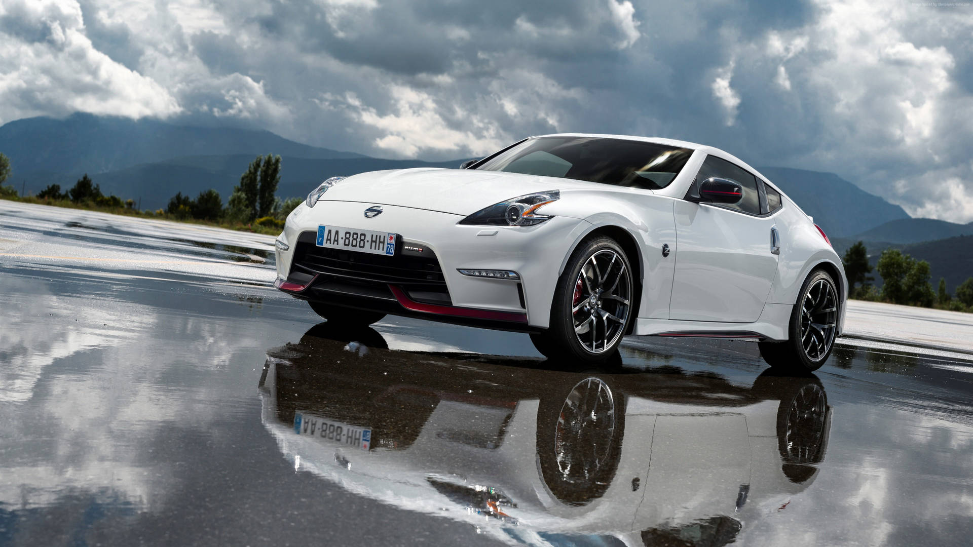 Nissan 370z On Wet Land Background