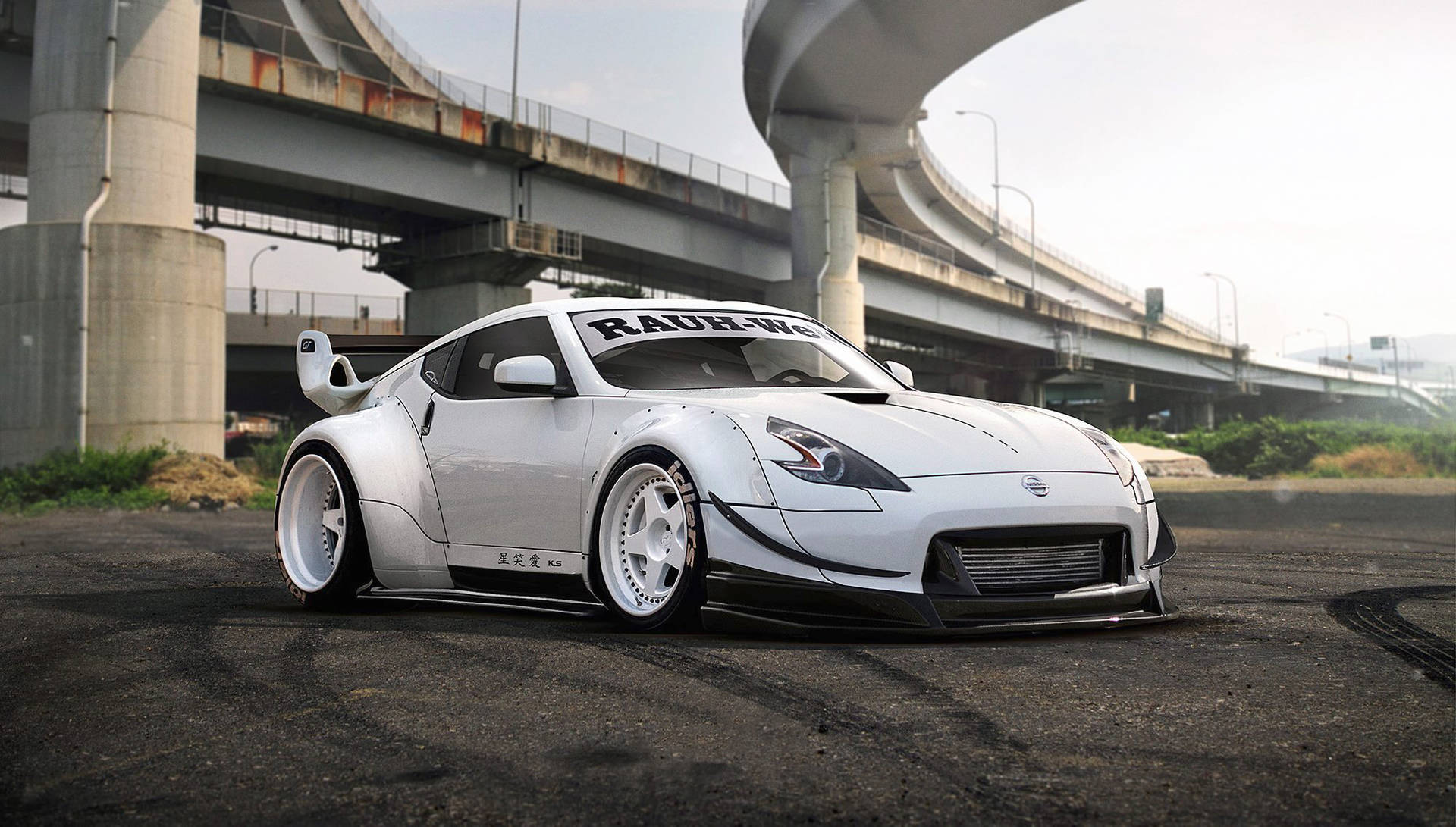 Nissan 370z With Intersecting Highways Background