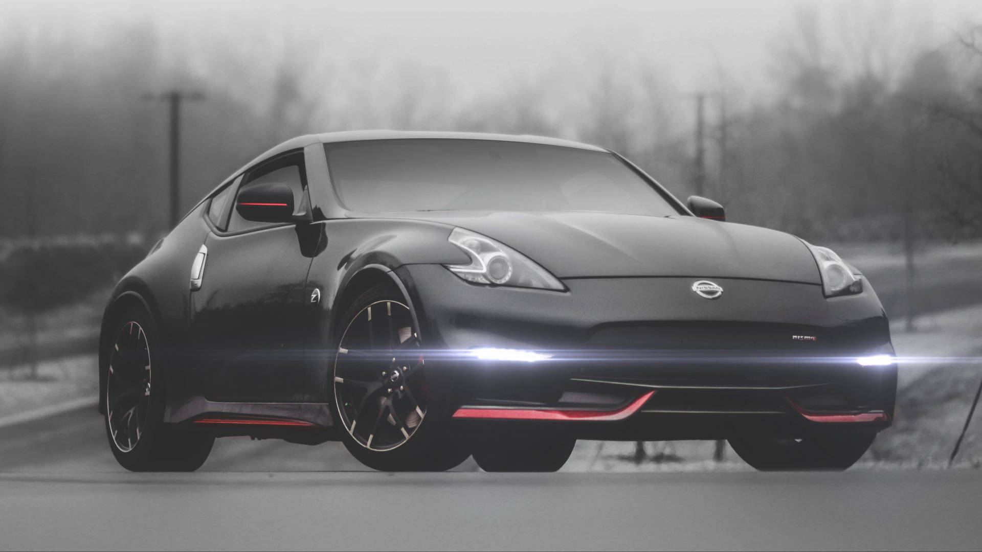 Nissan 370z With Red Accents Background