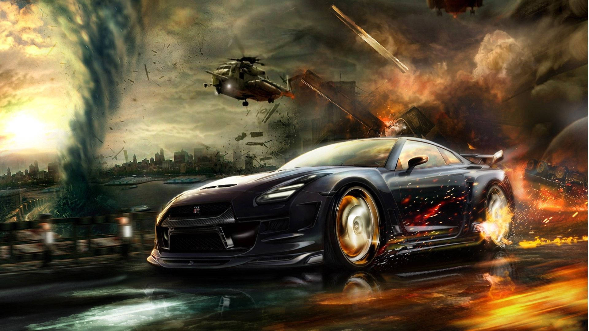 Nissan Gtr Car Fanfiction Art Background