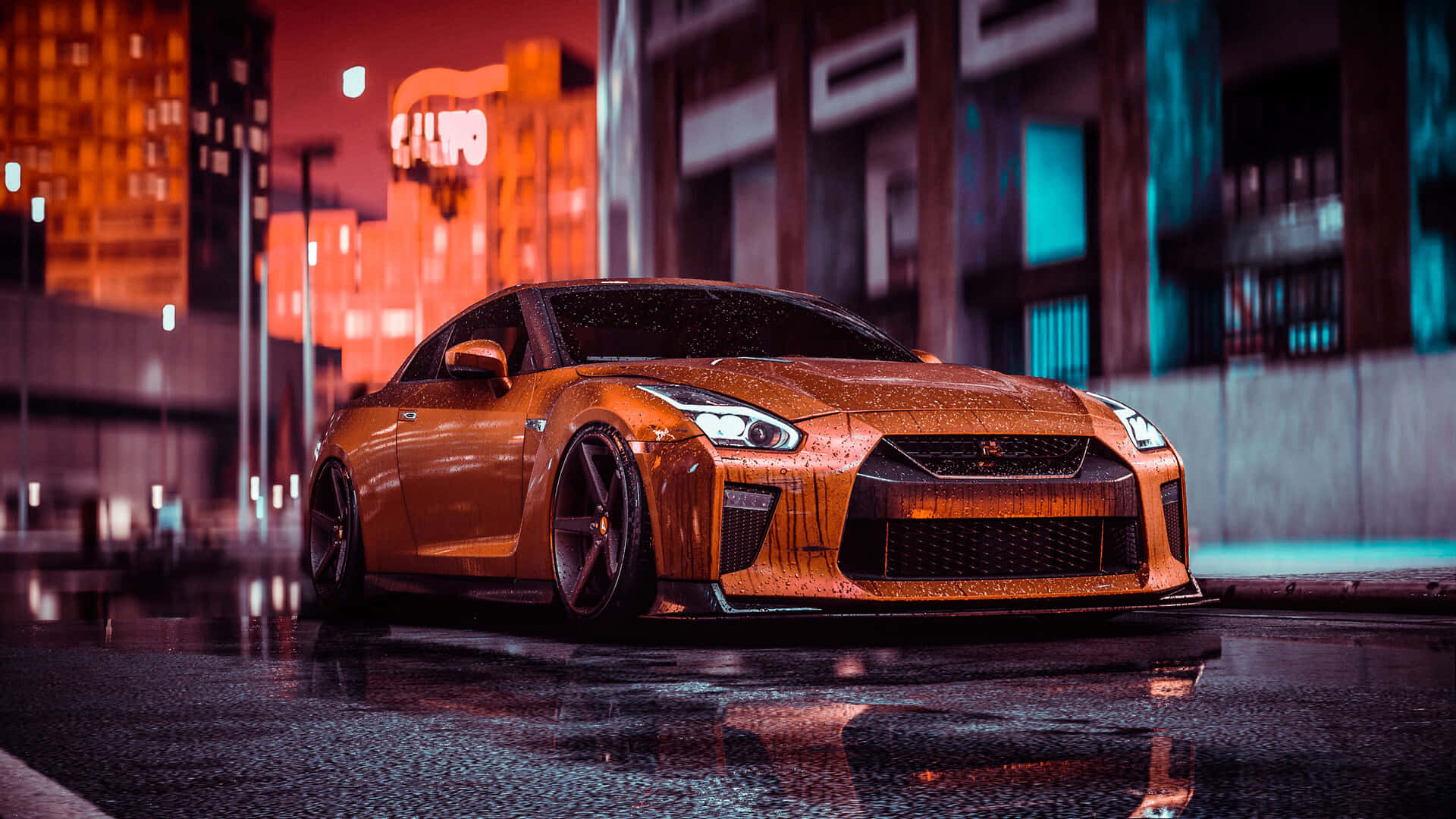 Nissan Gtr On The Road Background