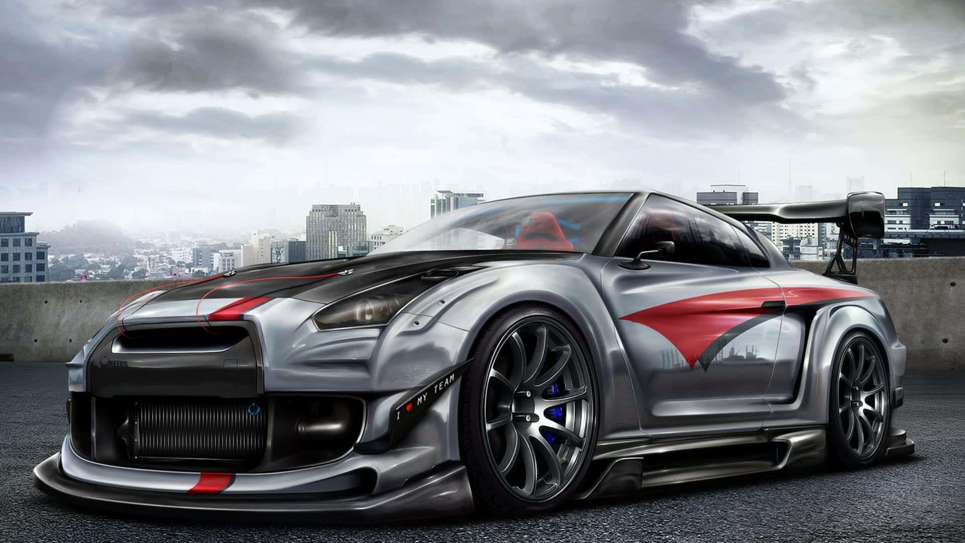 Nissan Gtr - Red Evokes Power & Performance Background