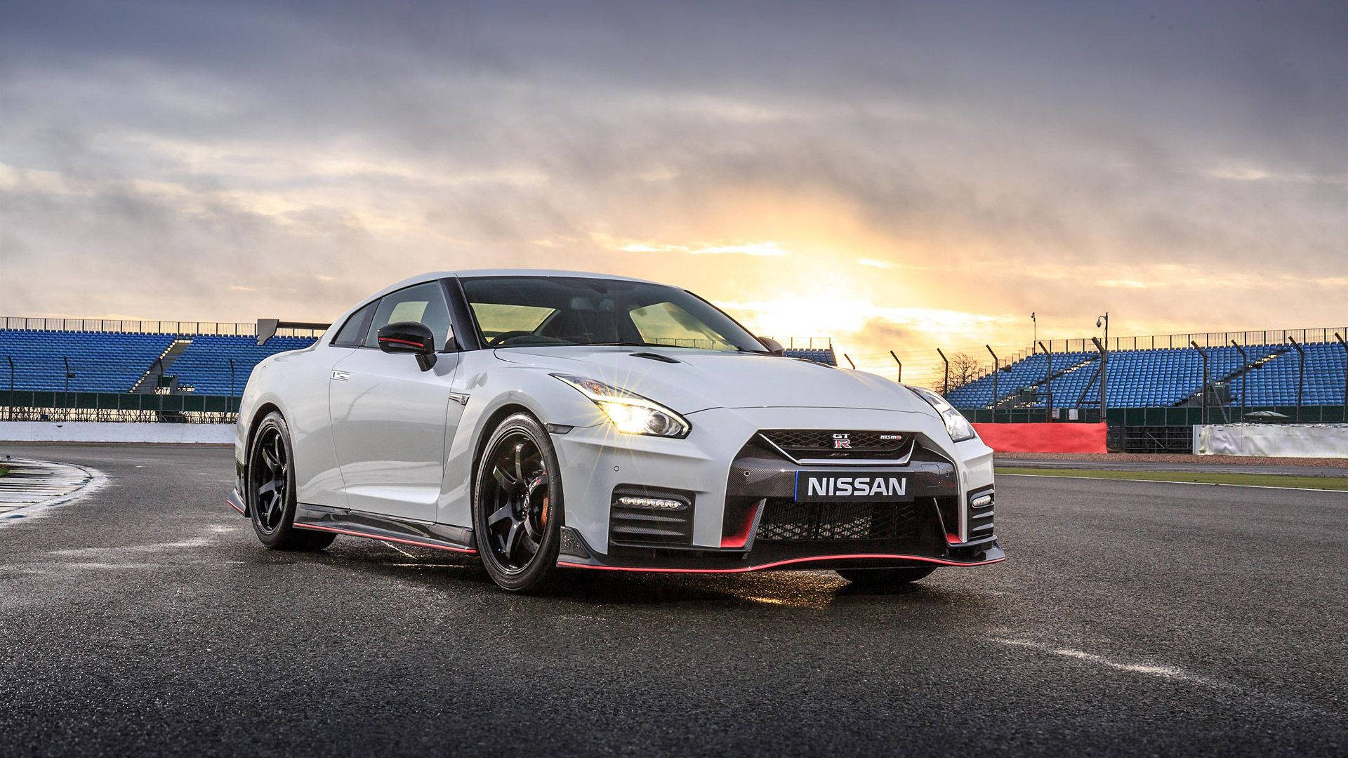 Nissan Gtr Sports Car On A Stadium Background