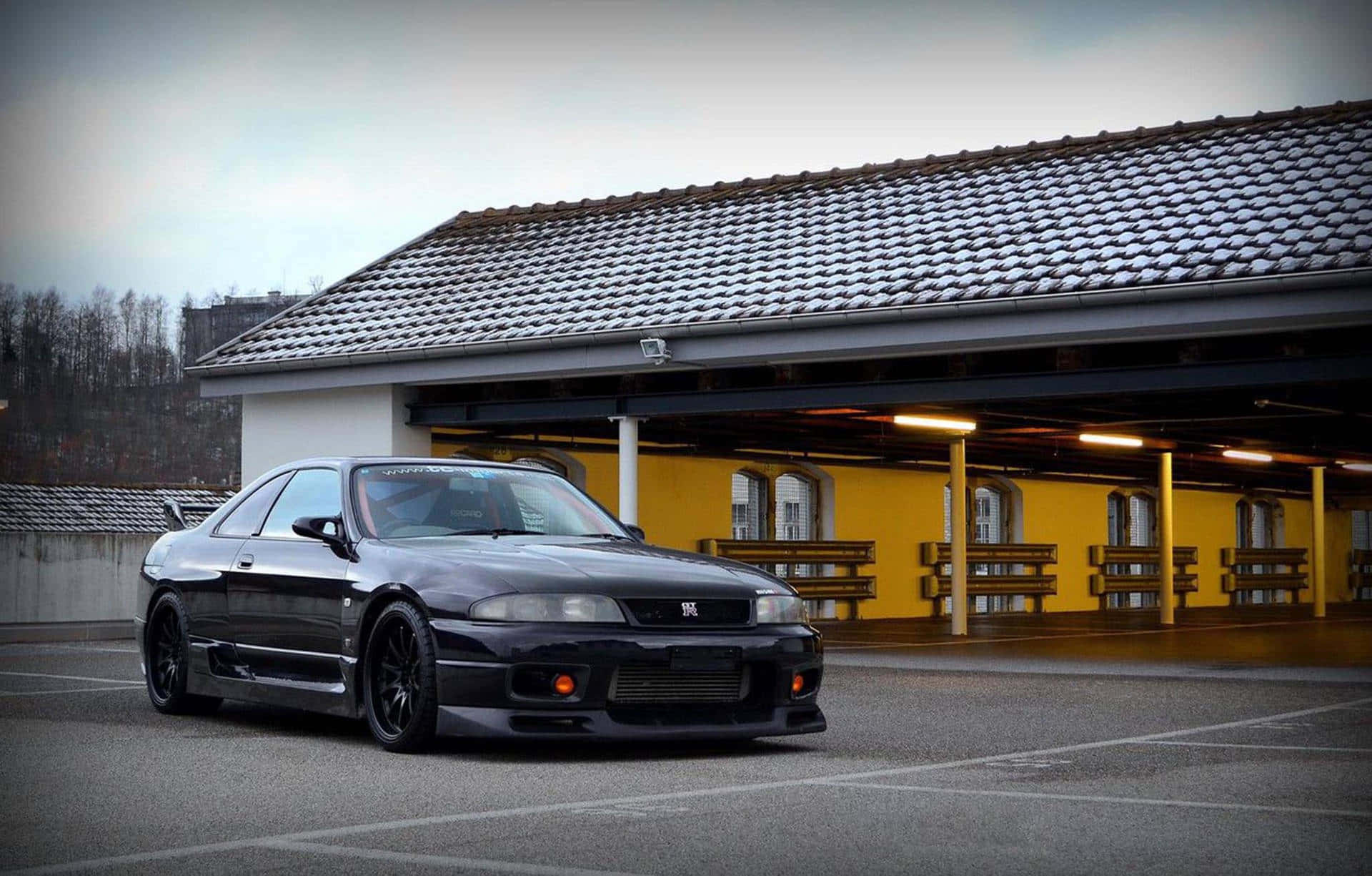 Nissan R33 Gtr And Train Station Background