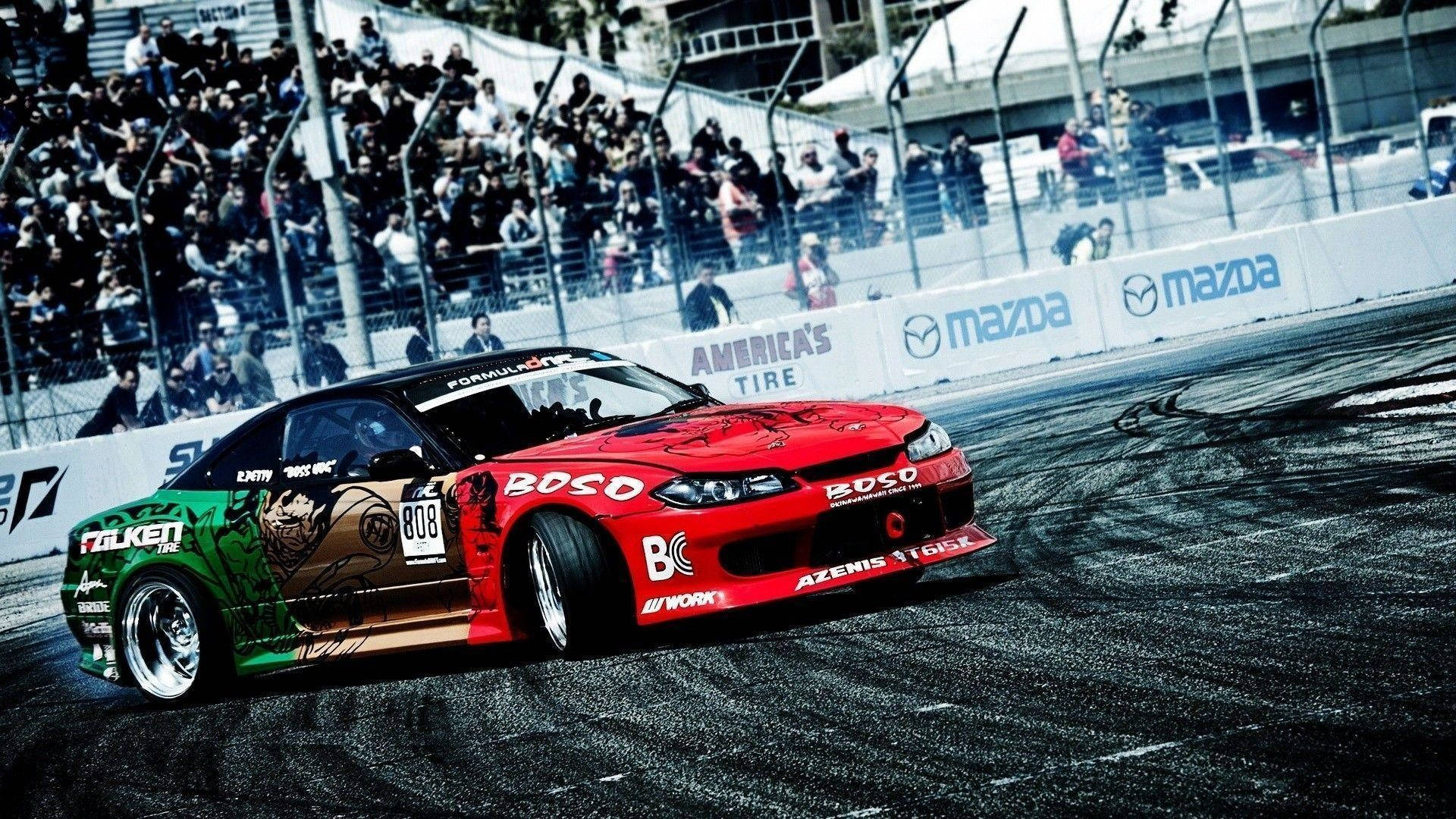 Nissan Silvia Drift Car On The Track Background