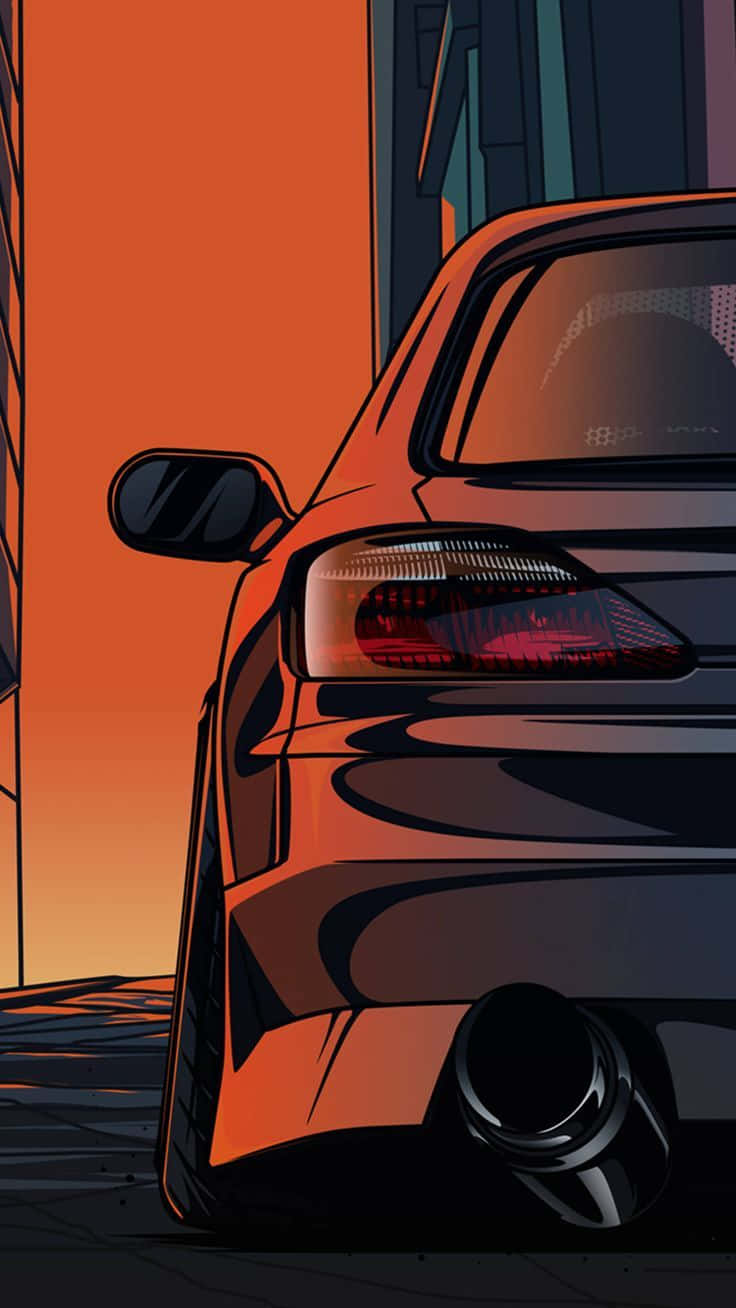 Nissan Silvia S15 Cartoon Illustration Background