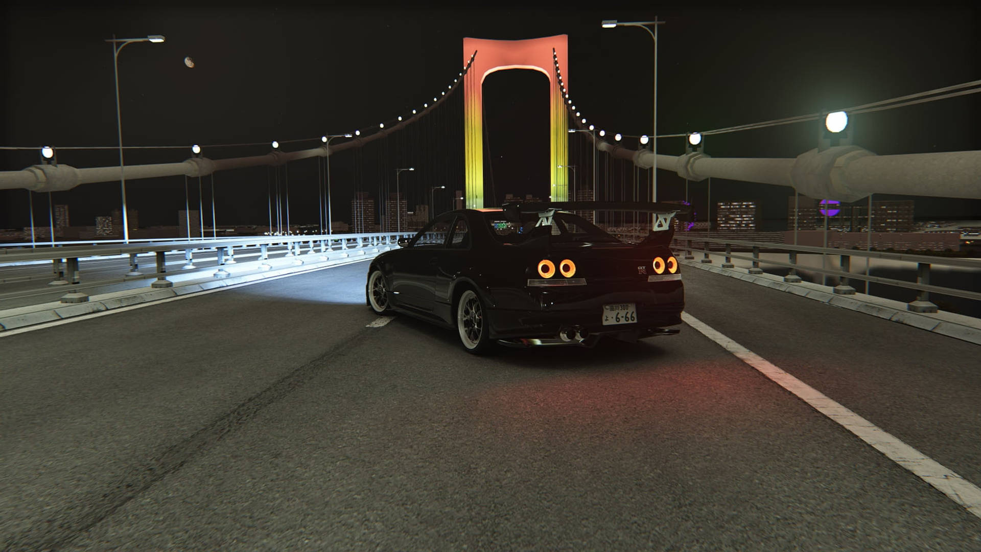 Nissan Skyline Gtr R33 Rainbow Bridge Background