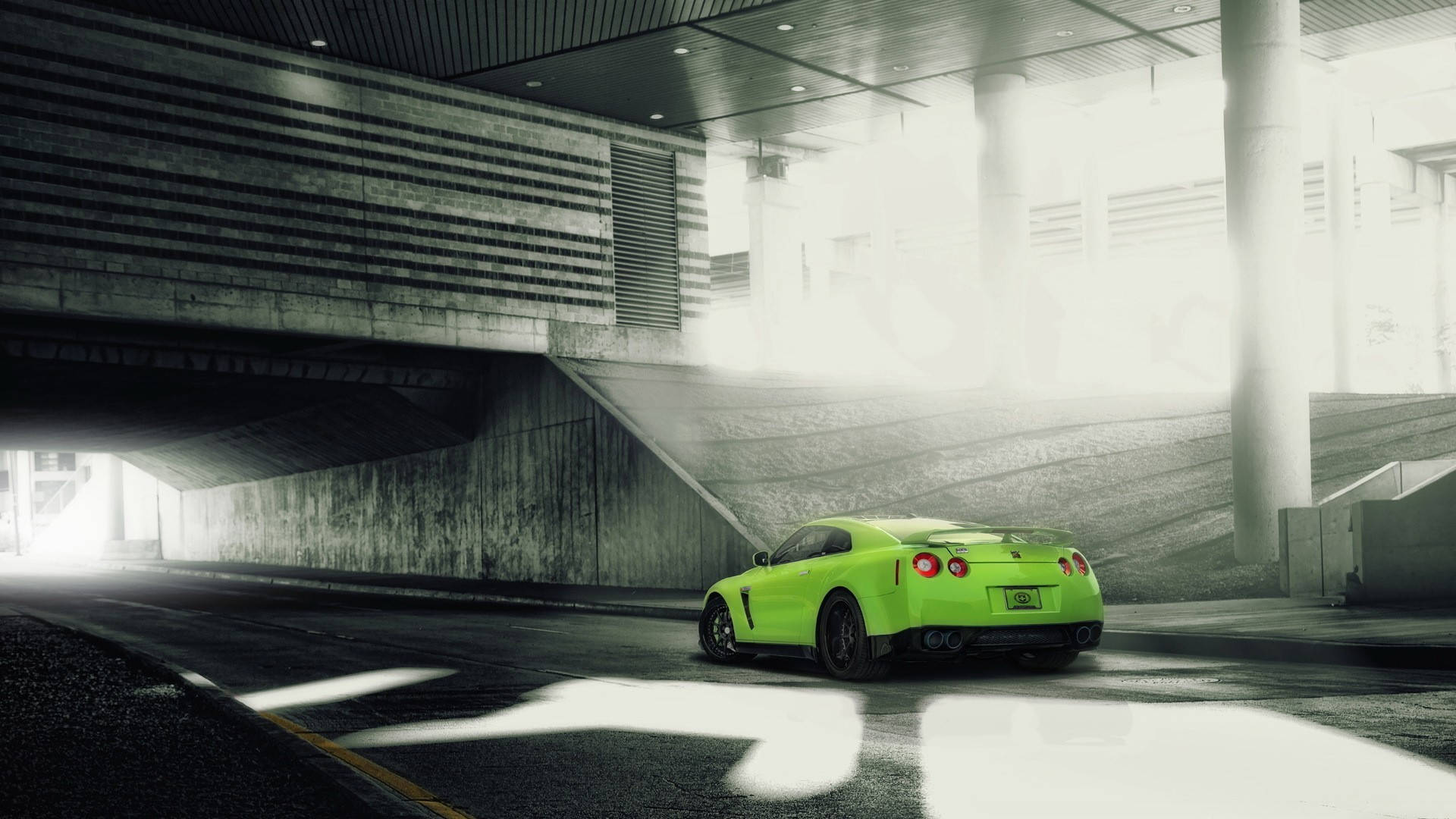 Nissan Skyline Gtr R35 Green Background