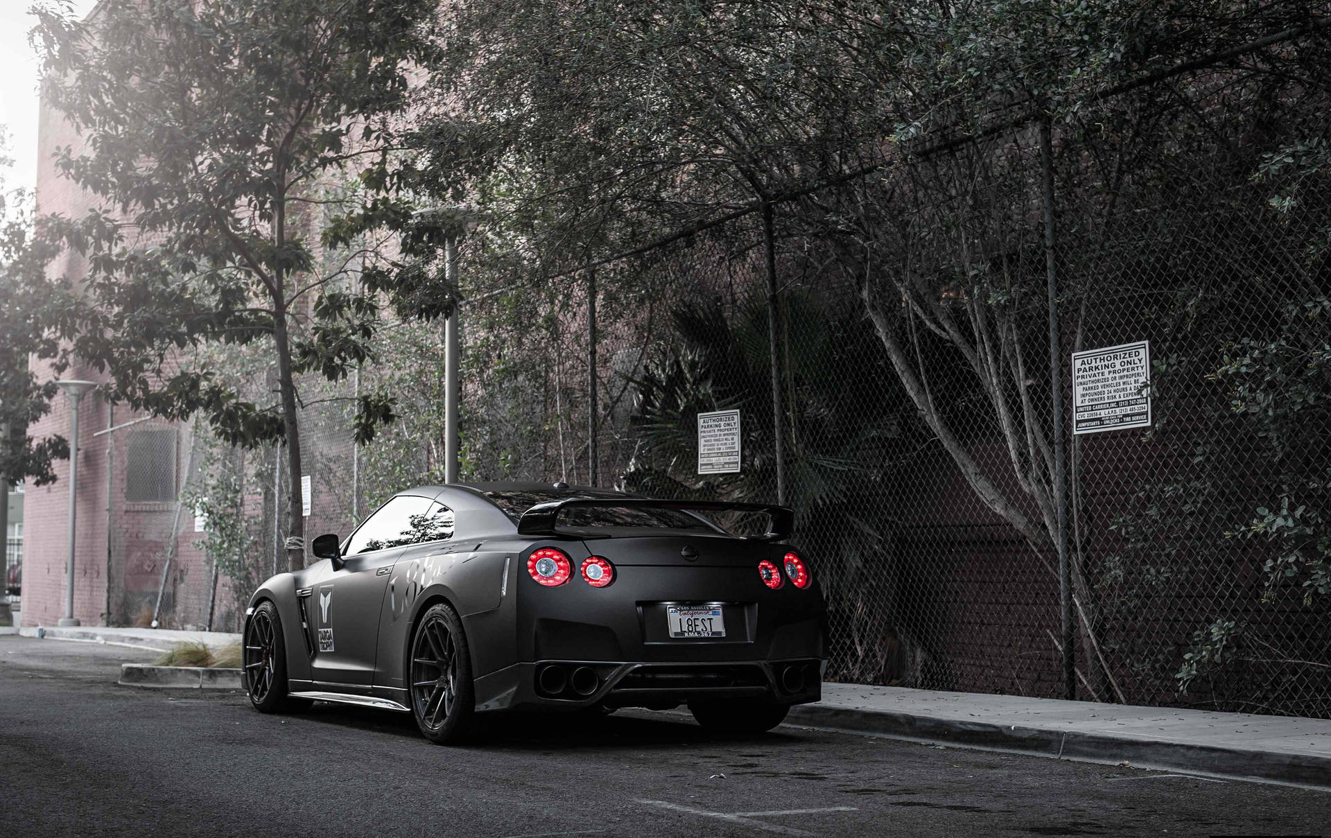 Nissan Skyline Gtr R35 Matte Black Back Background