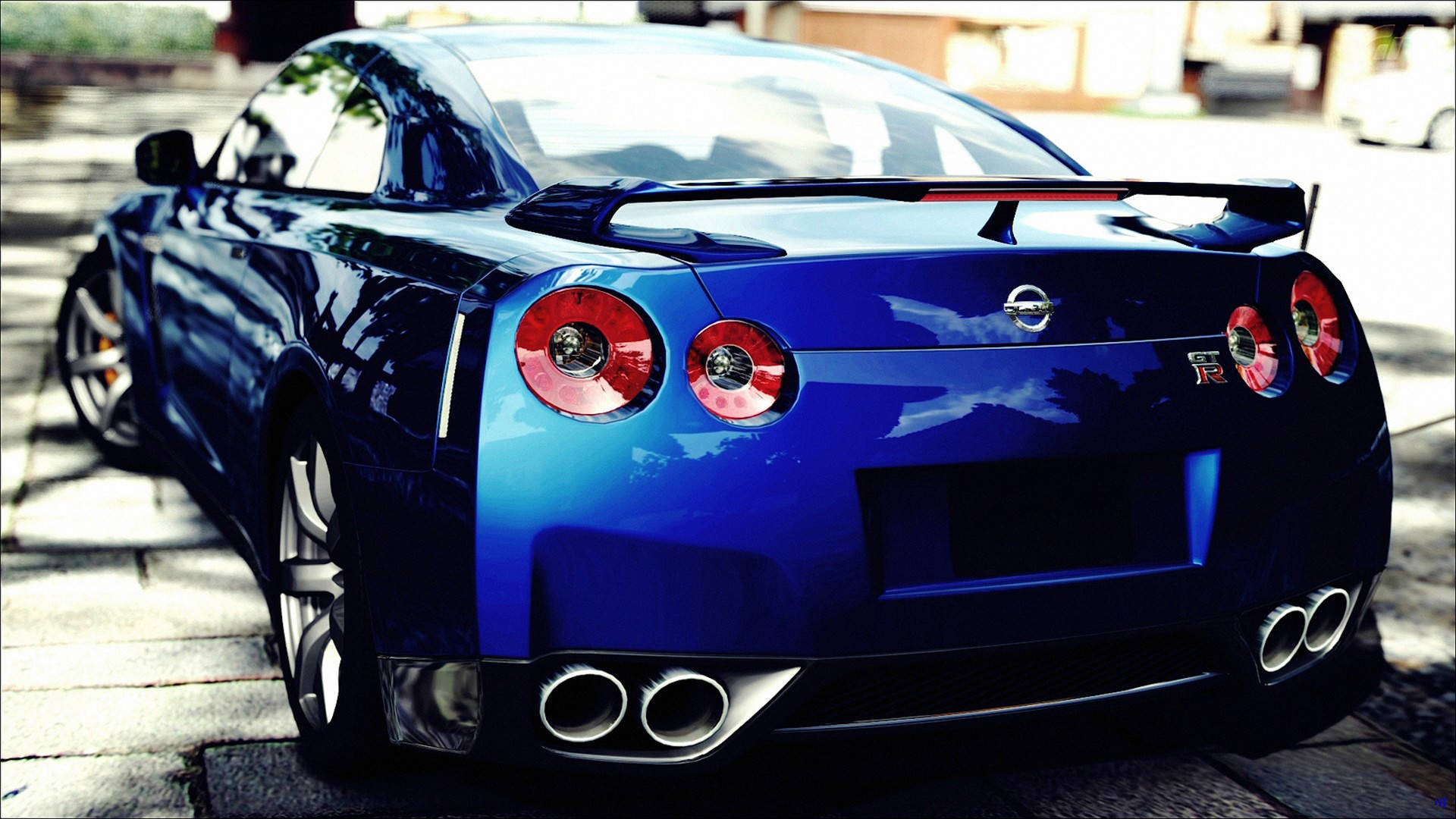 Nissan Skyline Gtr R35 Shiny Blue Background