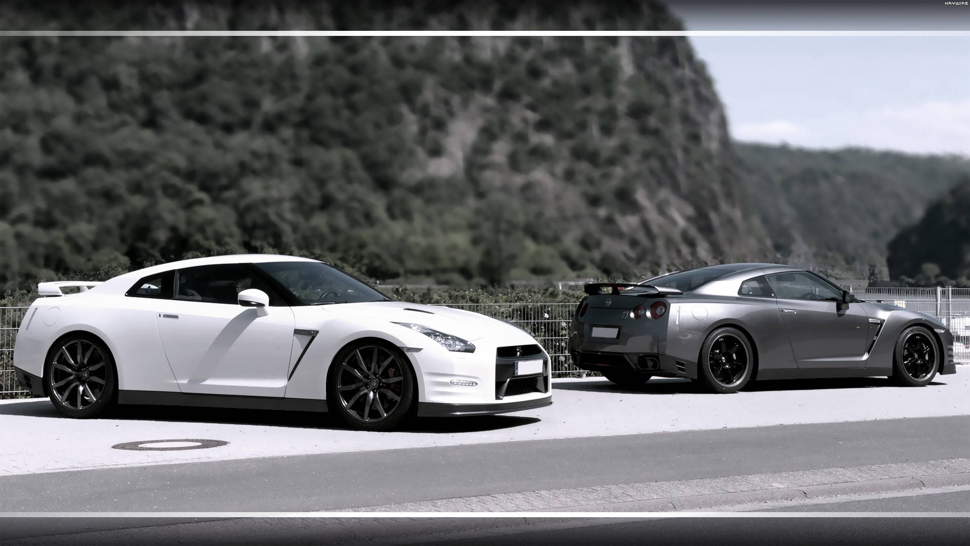 Nissan Skyline Gtr R35 White And Gray Background