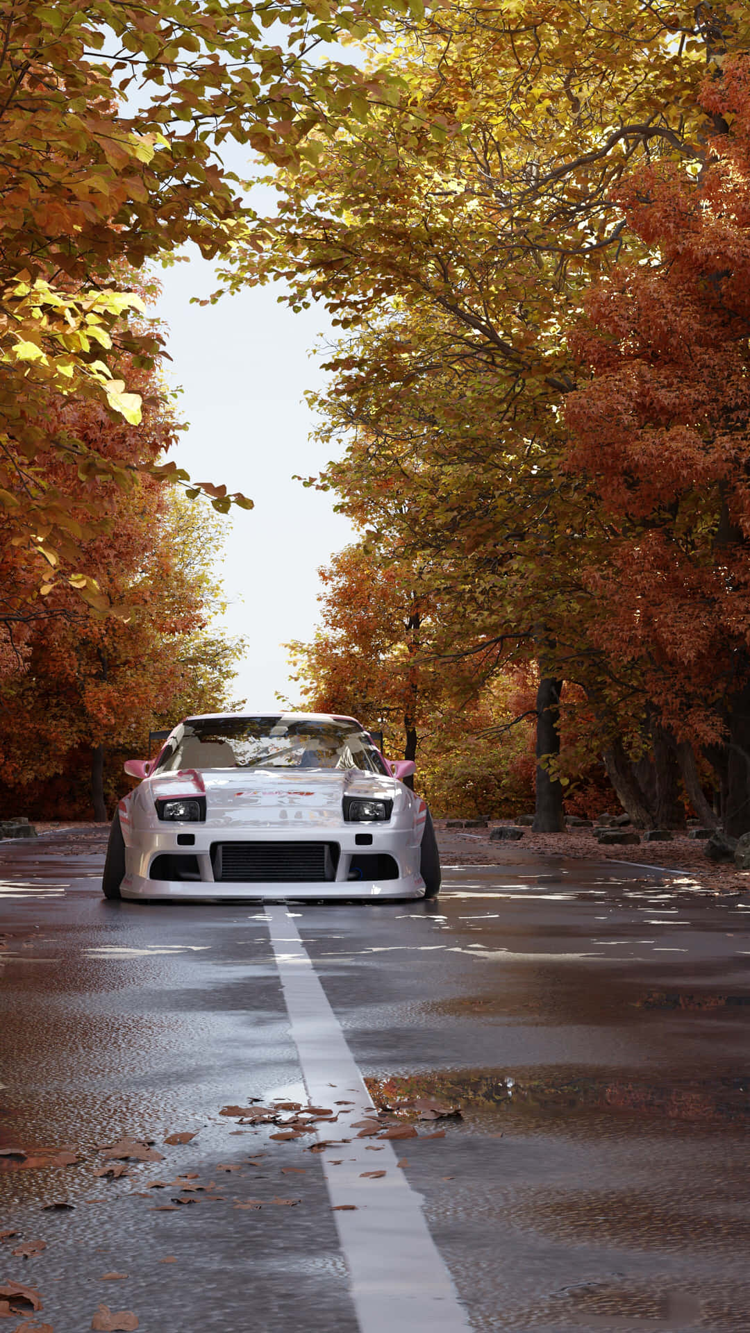 Nissan240sx Autumn Road Trip Background