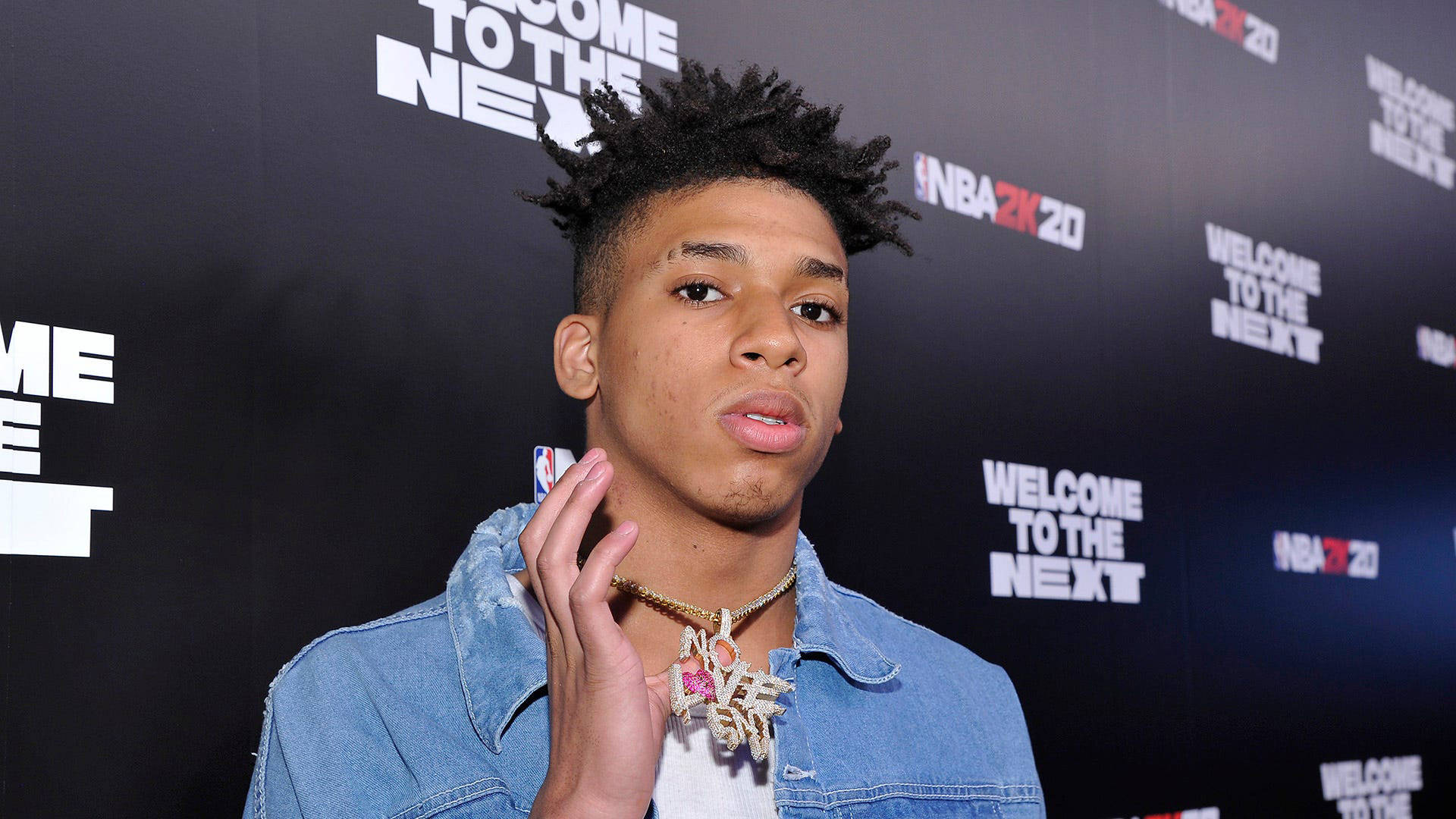 Nle Choppa At A Nba 2k2d Press Conference Background