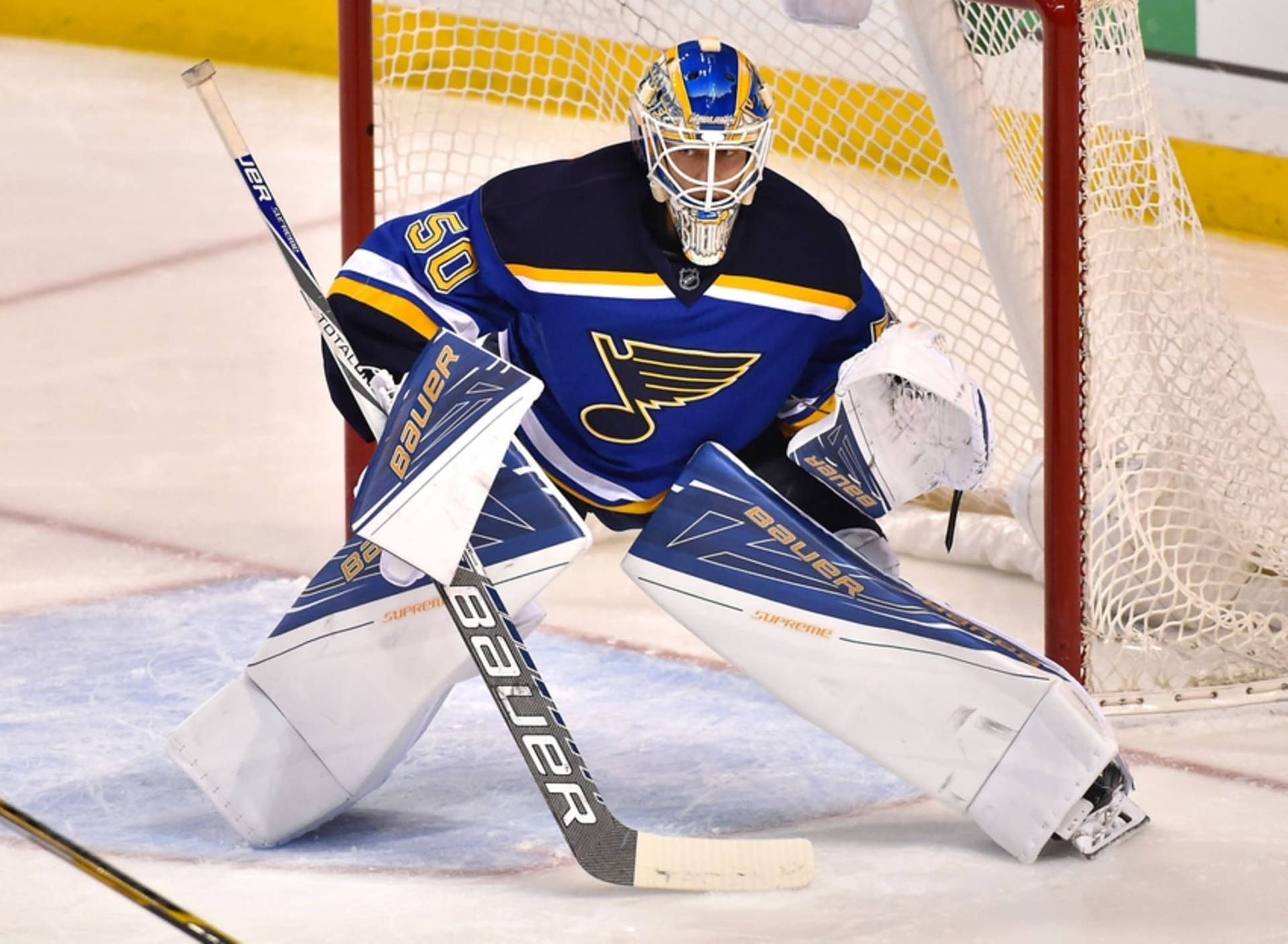 No. 50 Ice Hockey Goaltender Jordan Binnington Background