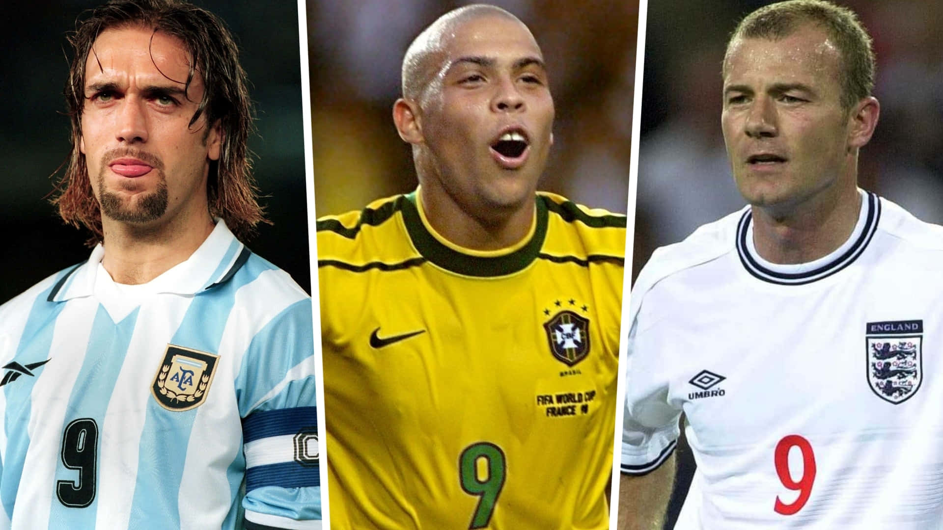 No. 9 Gabriel Batistuta, Ronaldo And Alan Shearer Background