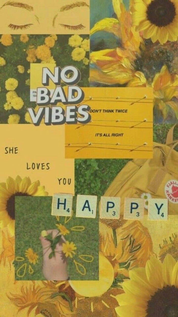 No Bad Vibes Cute Yellow Background Background