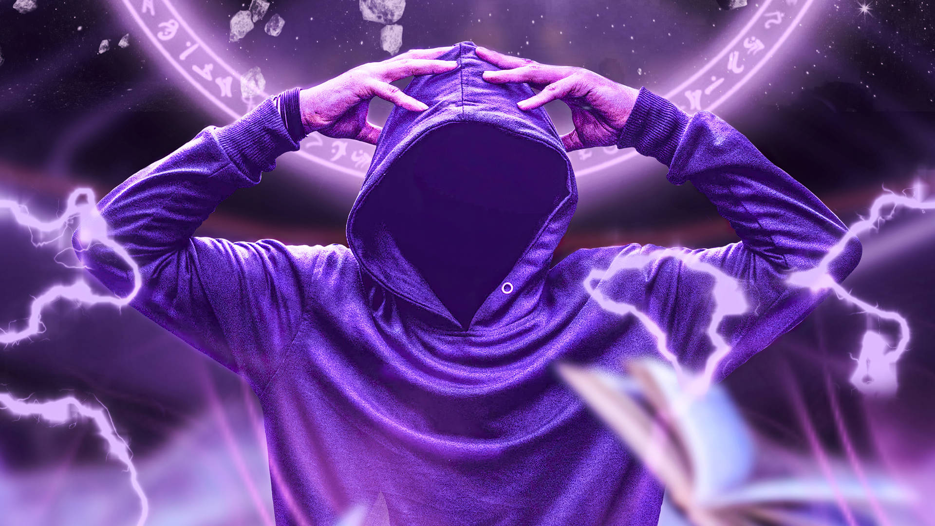 No Face Man Purple Chakra Background