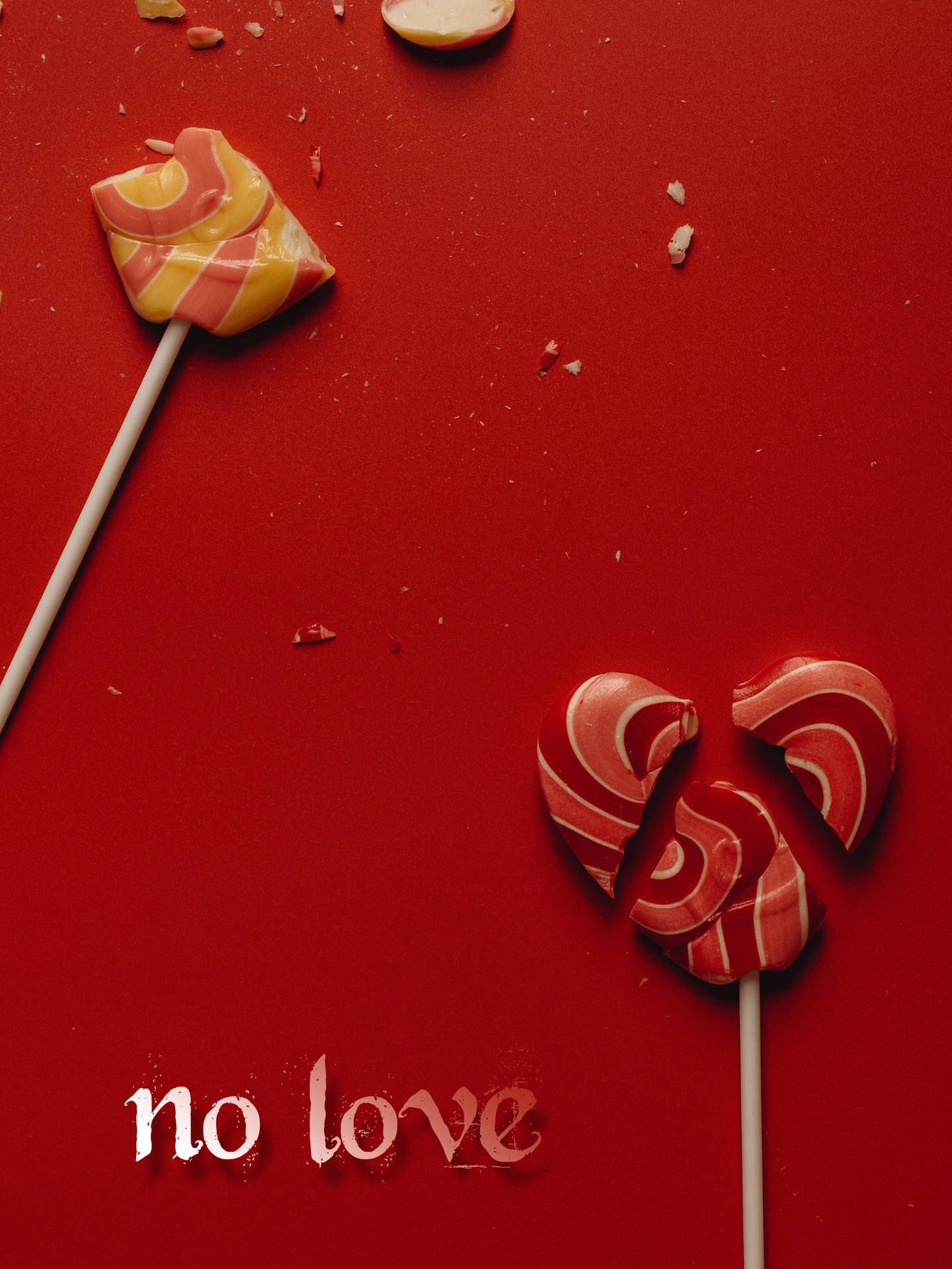 No Love Heart-shaped Lollipops Background