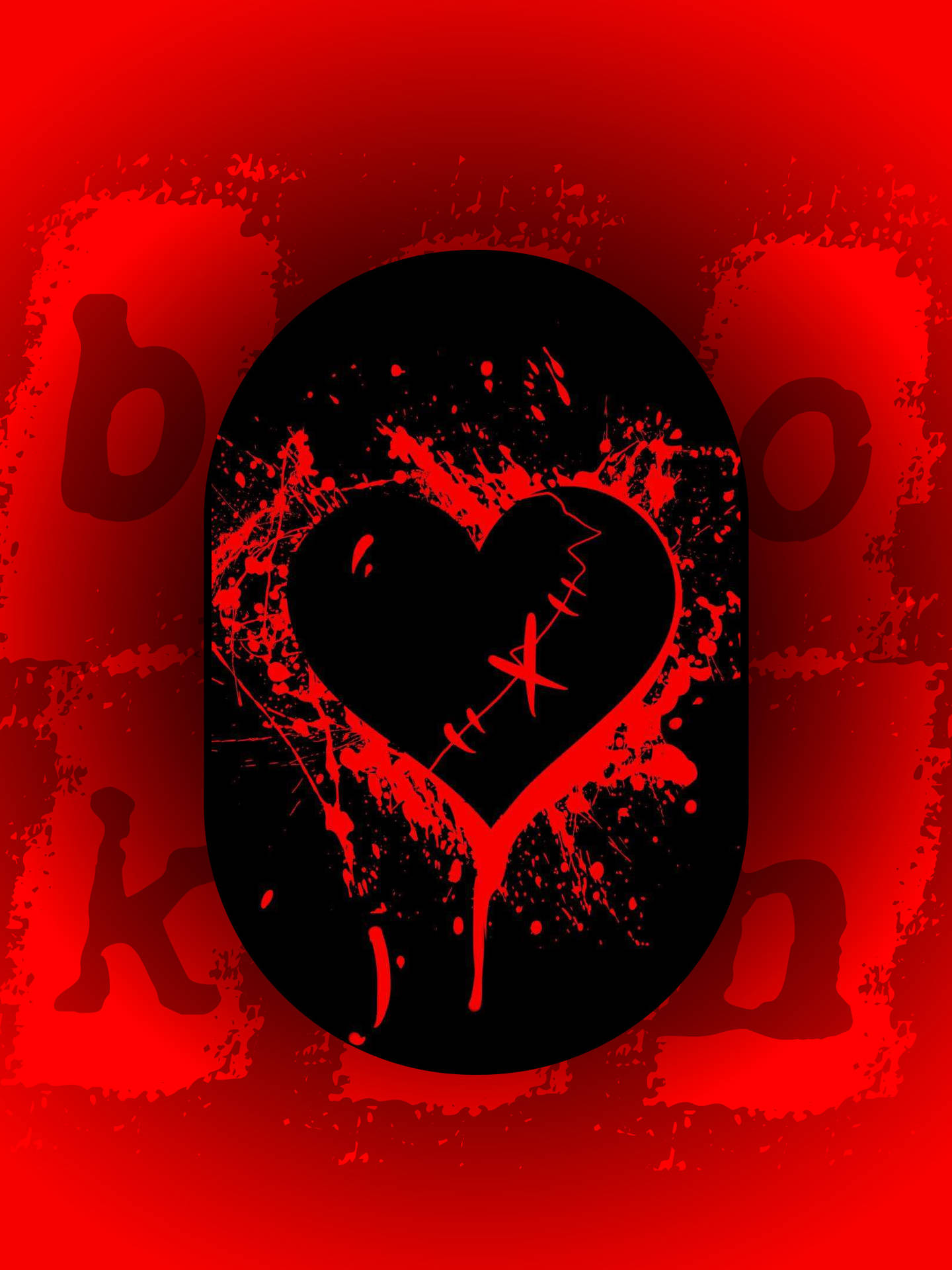 No Love Heart With Red Stitches Background