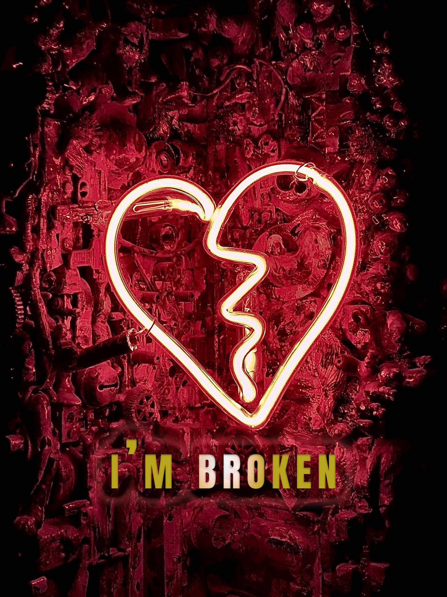 No Love Neon Light Broken Heart Background